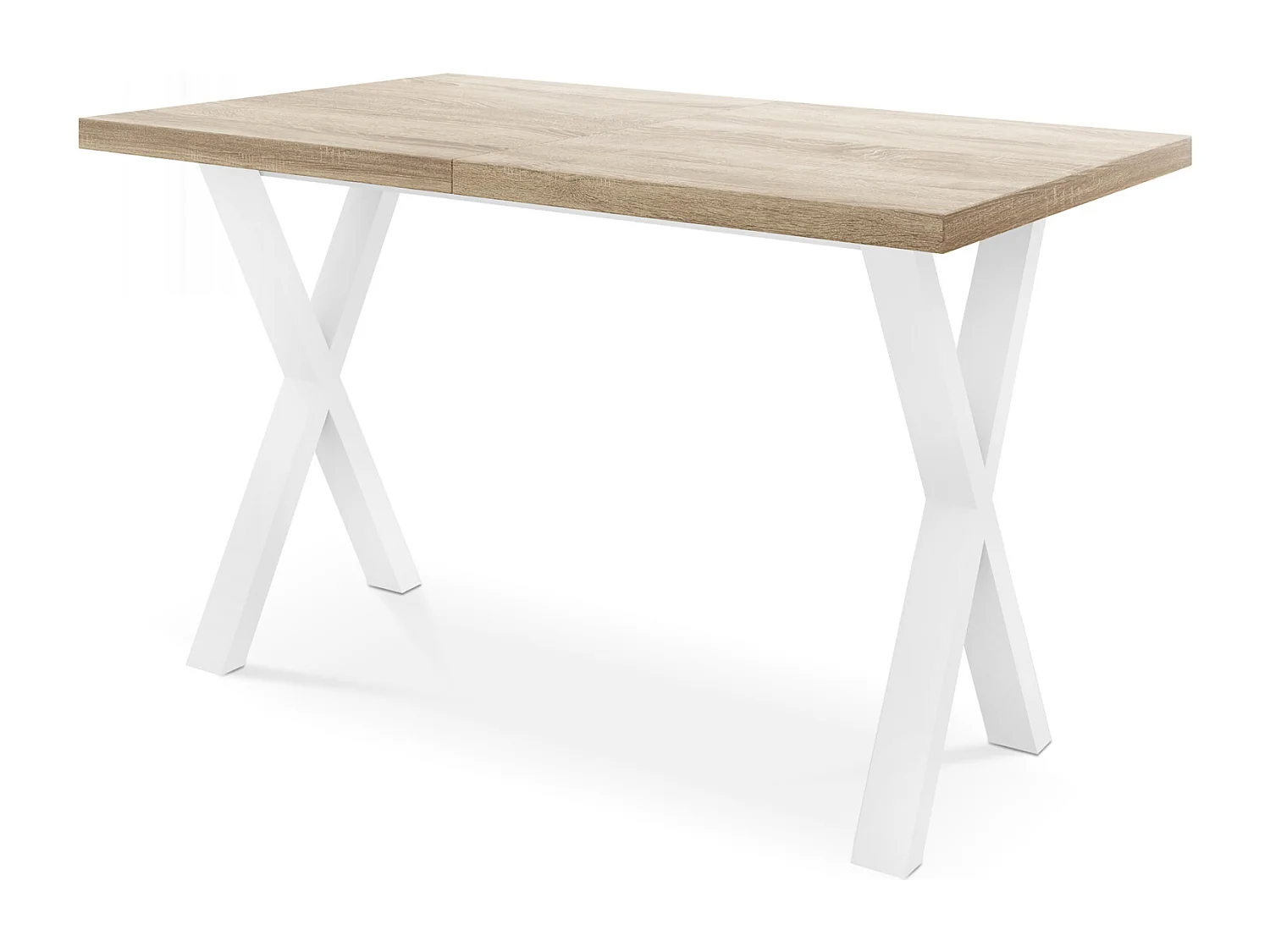 Rechteckiger Ausziehbarer Esstisch - Großer Modern-Stil Tisch mit Weißen Metallbeinen 120 140 160 cm bis 220 240 260 cm - Spacesaver - 120 x 80 cm - Sonoma Eiche