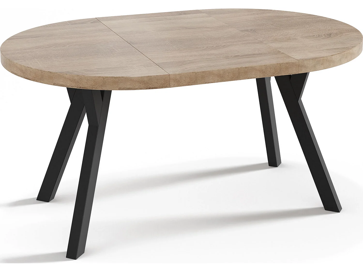 Designer Runder Ausziehbarer Esstisch - Loft-Stil, Platzsparend - Schwarze Beine - 100 bis 200 cm - für 5-10 Personen - Hergestellt in EU - Sonoma Eiche - 200 cm