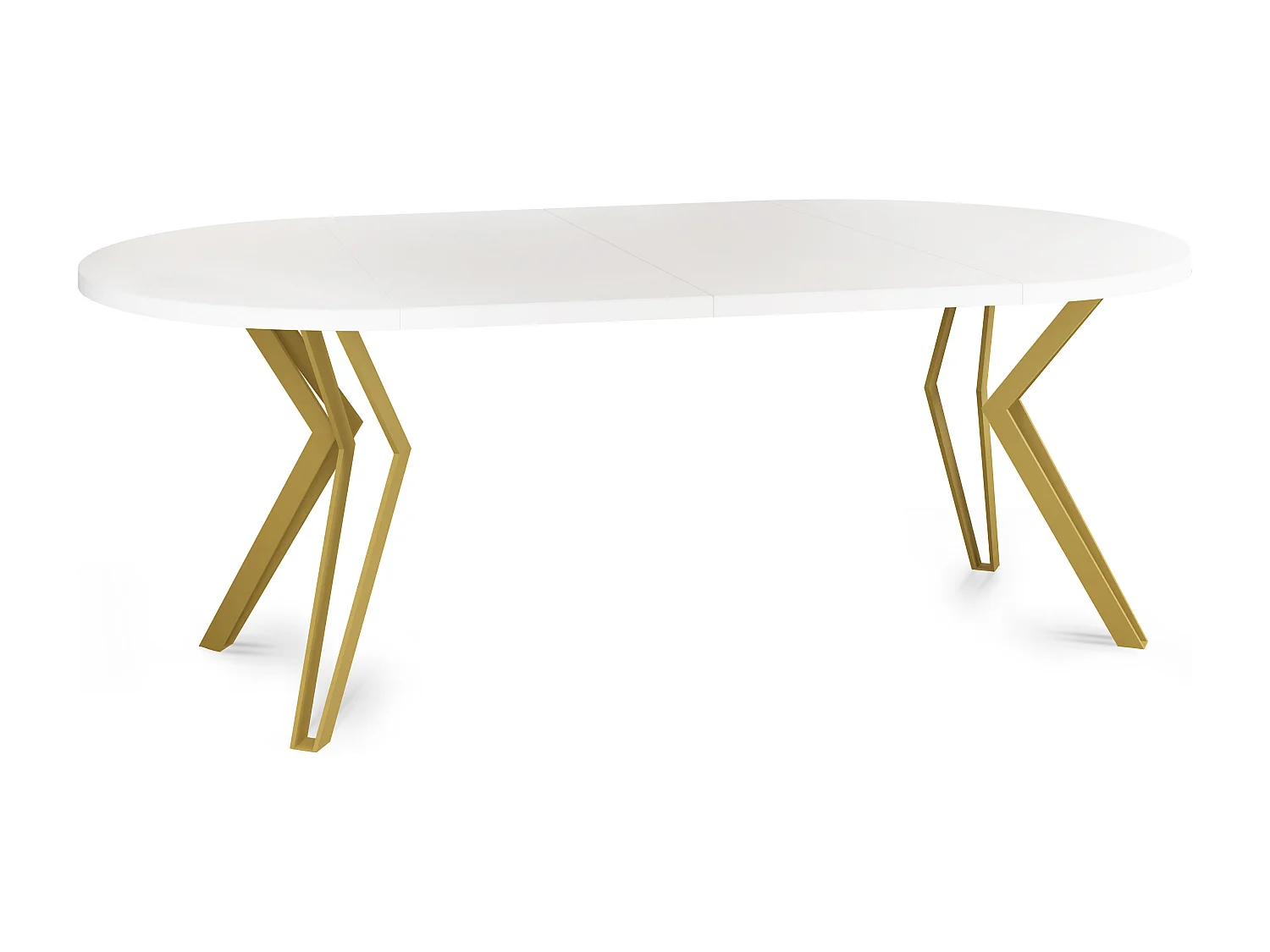 Table Ronde Salle à Manger - 100/176 cm de Diamètre - Table à Rallonges Avec Pieds en Métal Doré - Style Industriel - Compacte - Blanc