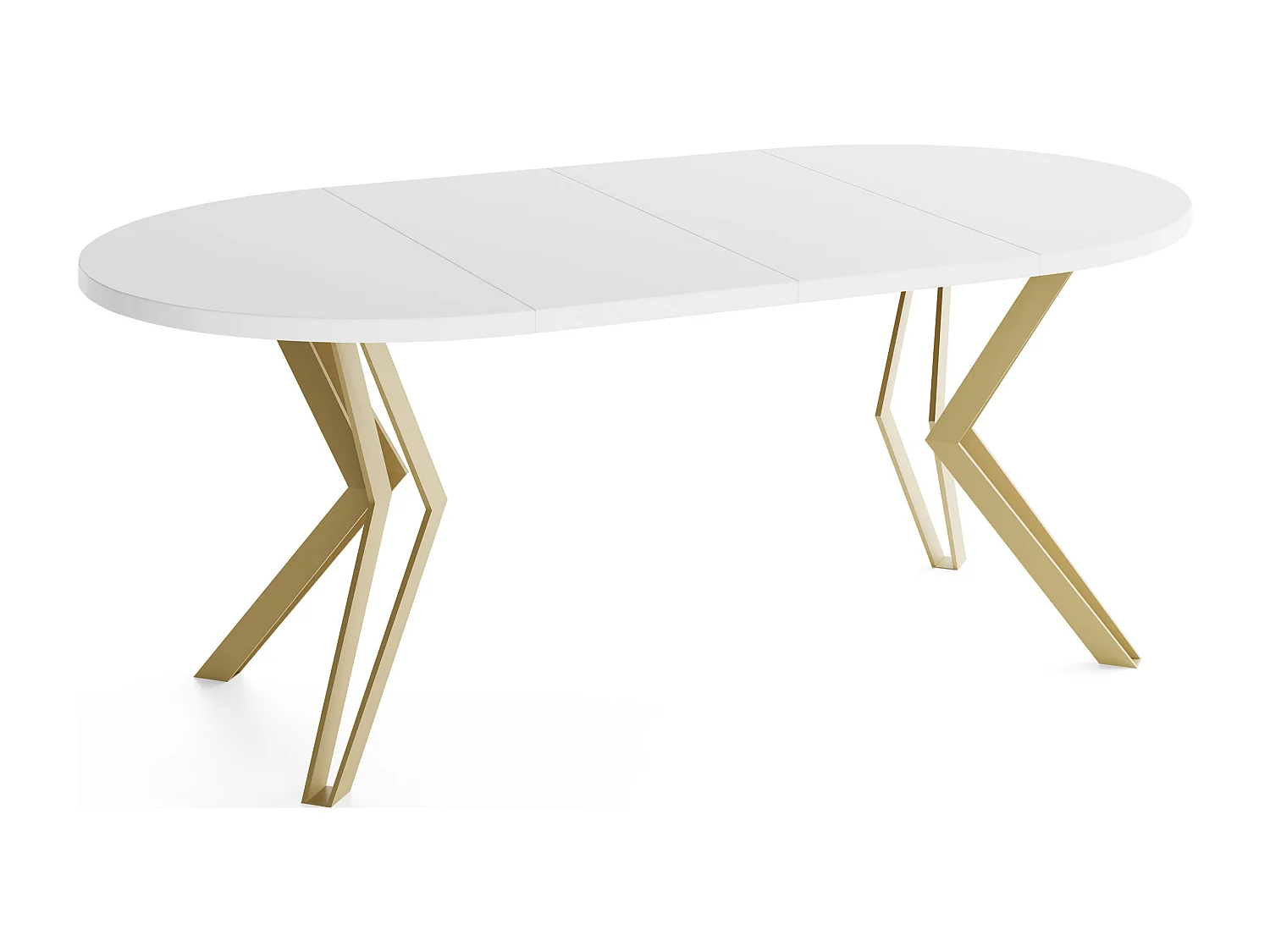 Runder Tisch für das Esszimmer - 100 oder 120 cm Durchmesser - Ausziehbarer Tisch mit Pulverbeschichteten Goldenen Metallbeinen - 100 cm - Weiß