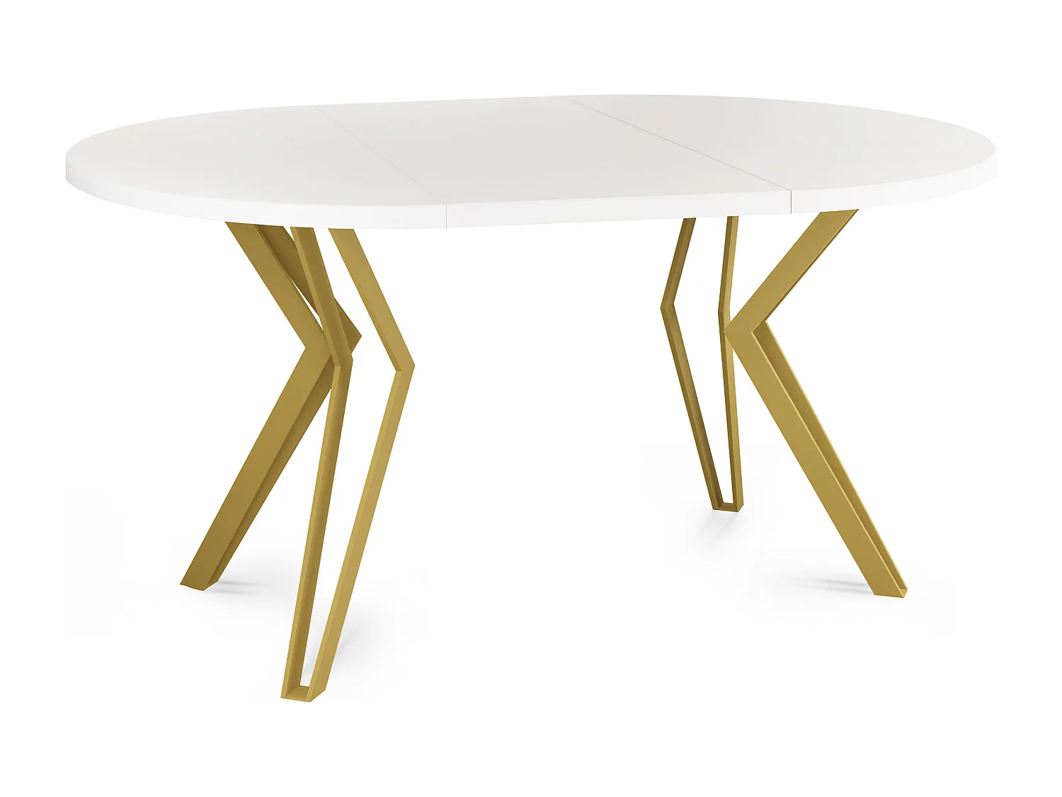 Runder Tisch für das Esszimmer - 100 oder 120 cm Durchmesser - Ausziehbarer Tisch mit Pulverbeschichteten Goldenen Metallbeinen - 100 cm - Weiß