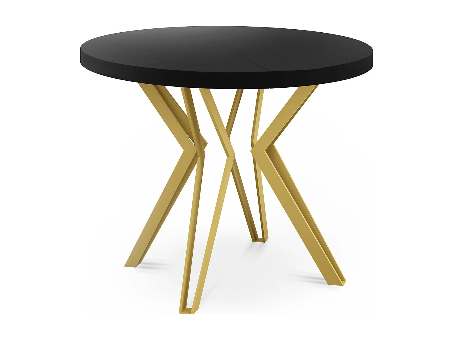 Runder Tisch für das Esszimmer - 100 oder 120 cm Durchmesser - Ausziehbarer Tisch mit Pulverbeschichteten Goldenen Metallbeinen - 120 cm - Schwarz