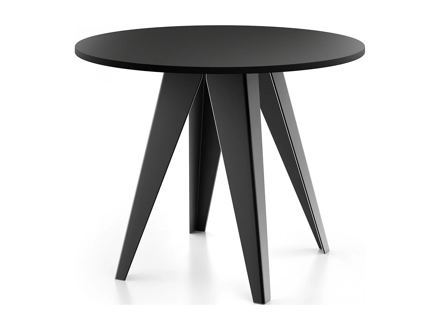 Table de Salle à Manger Ronde de Style Industriel - Moderne - Extensible de 90 cm à 130 cm - Pieds Métalliques Noirs - Noir