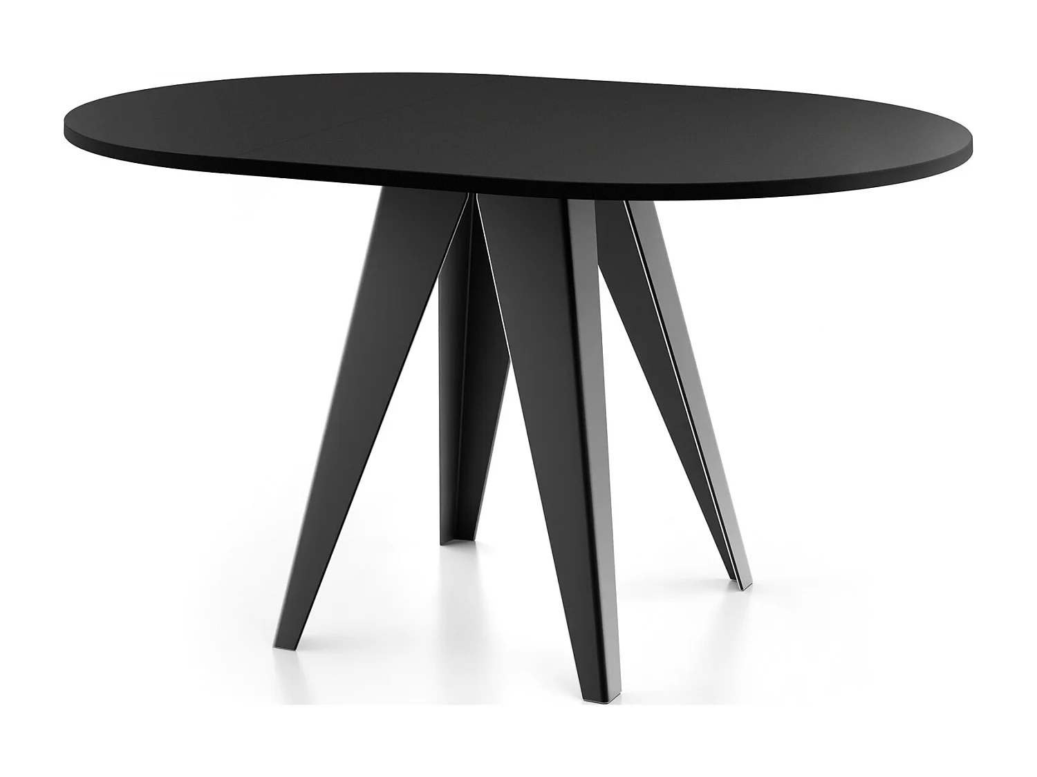Table de Salle à Manger Ronde de Style Industriel - Moderne - Extensible de 90 cm à 130 cm - Pieds Métalliques Noirs - Noir