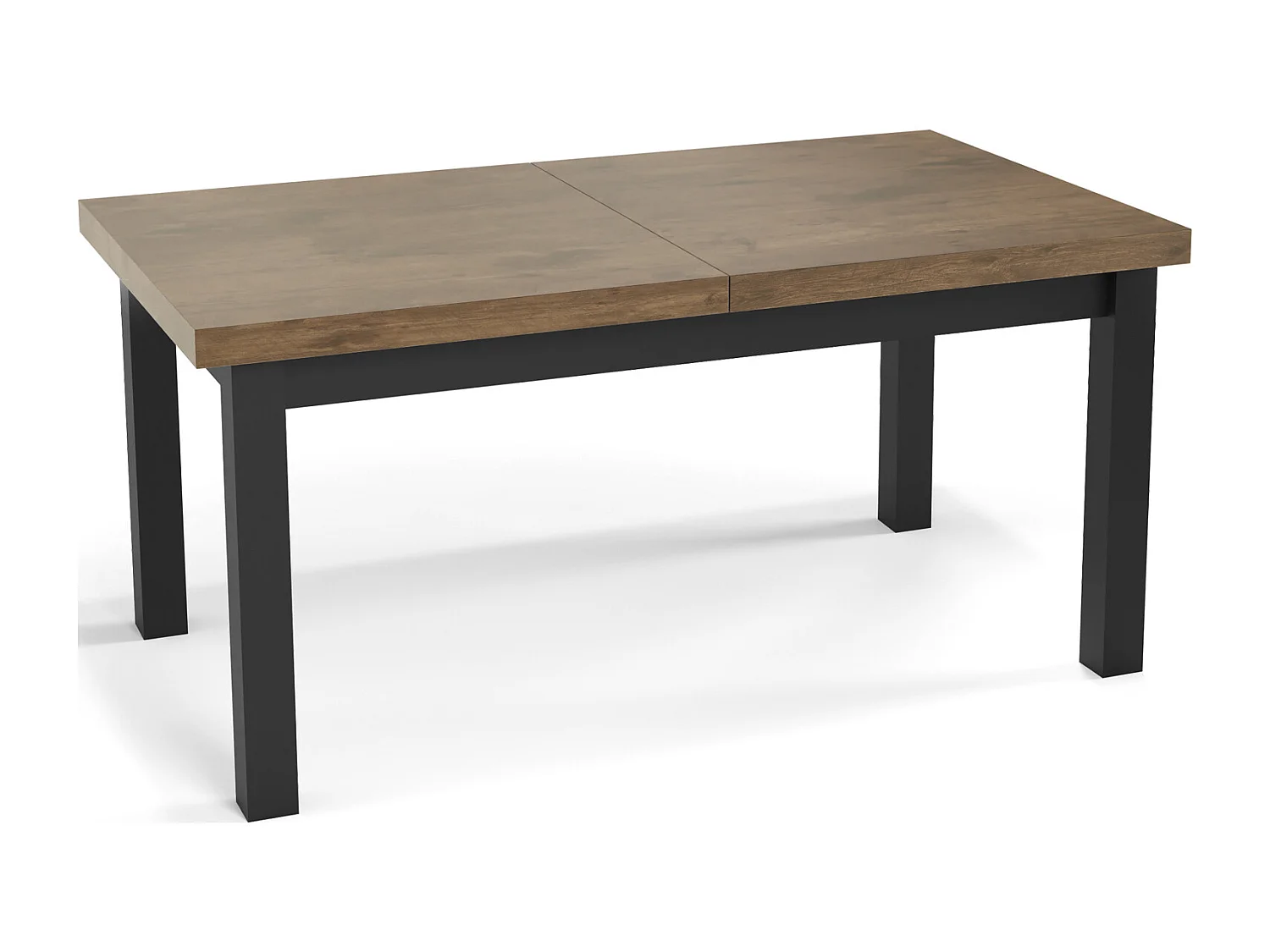 Moderner Rechteckiger Ausziehbarer Esstisch - Platzsparend - Schwarze Holzbeine - 160 bis 210 cm - Hergestellt in EU - 160 x 90 cm - Lefkas Eiche