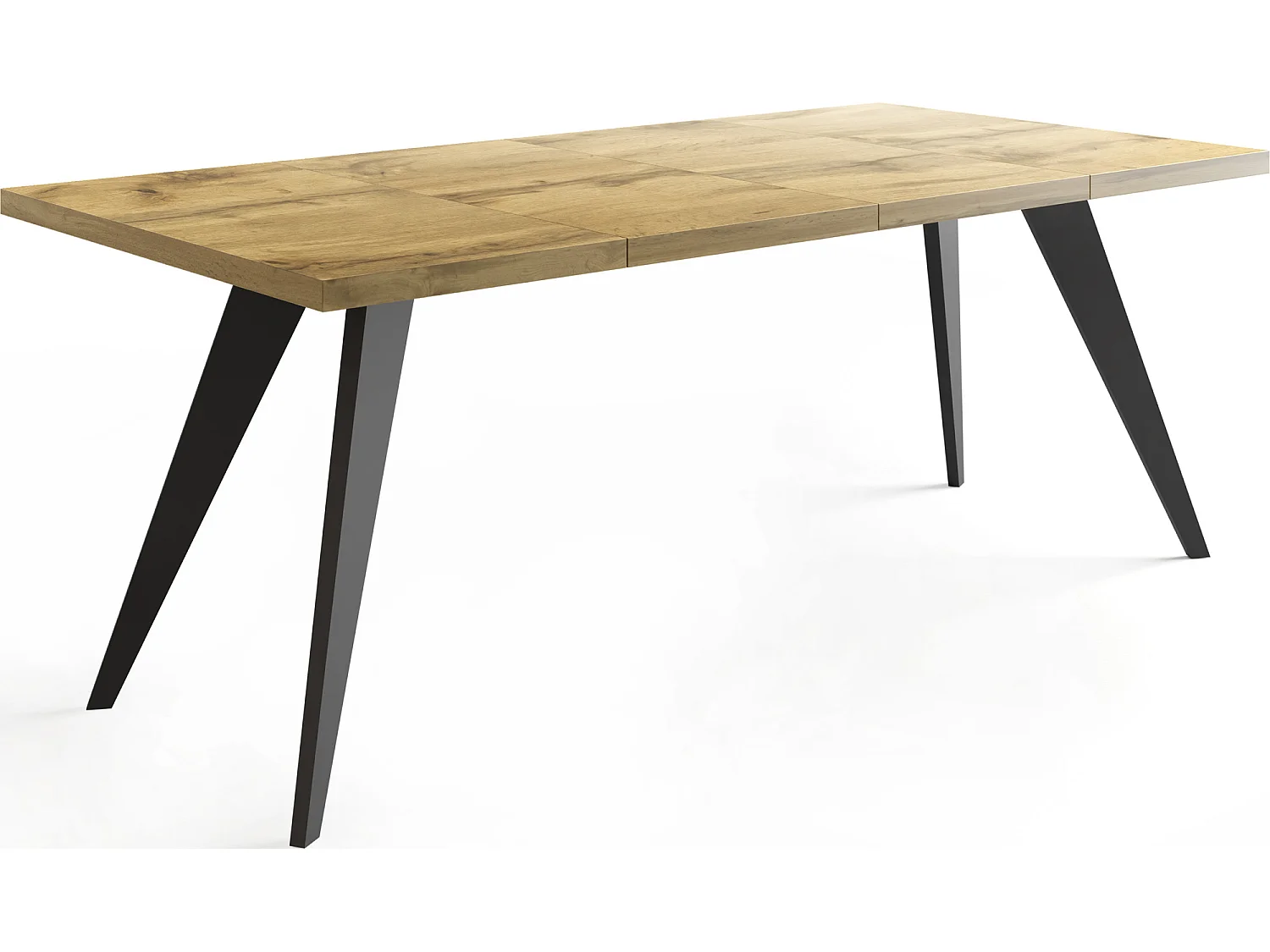 Table à Manger Carrée Extensible Quadro 100-200 cm - Table de Salle à Manger Industrielle avec Pieds Noirs pour 4-8 Personnes - Style Loft - Chêne Wotan