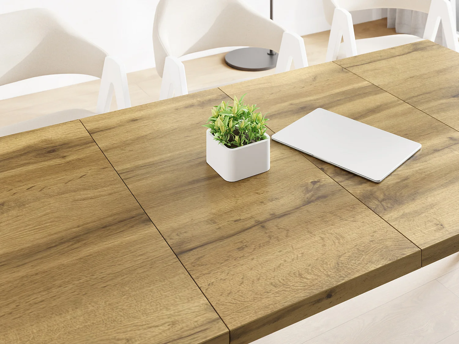 Table à Manger Carrée Extensible Quadro 100-200 cm - Table de Salle à Manger Industrielle avec Pieds Noirs pour 4-8 Personnes - Style Loft - Chêne Wotan