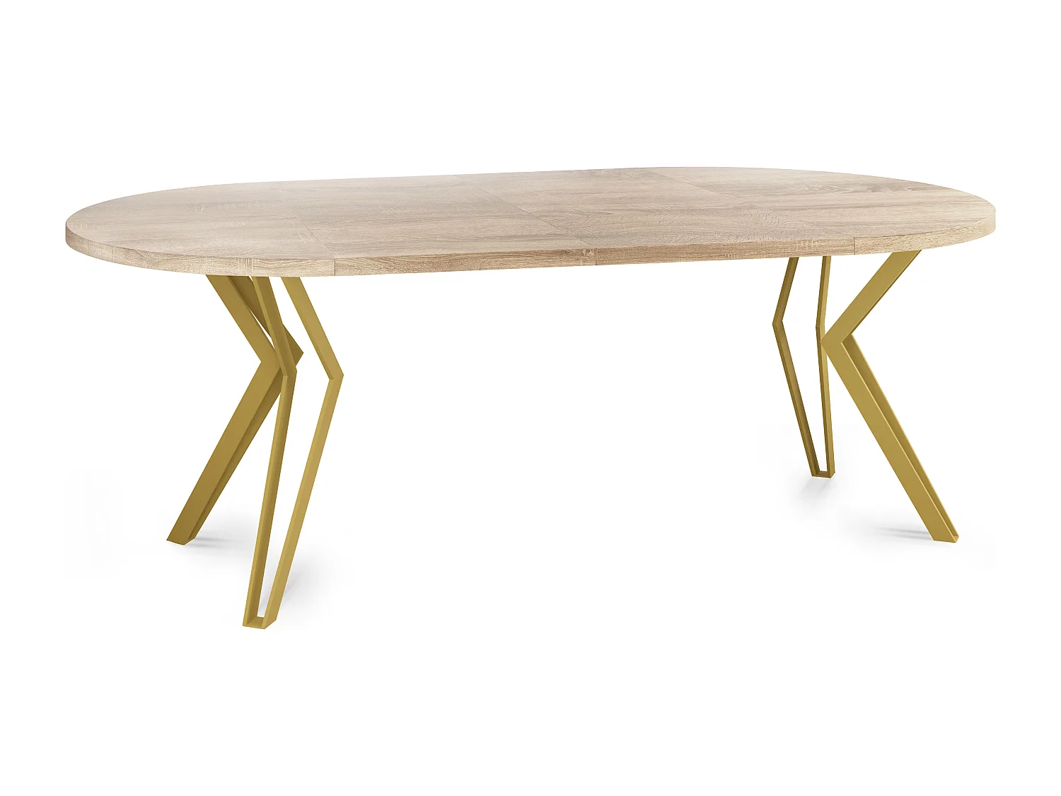 Runder Tisch für das Esszimmer - 100 oder 120 cm Durchmesser - Klappbarer Tisch mit Pulverbeschichteten Goldenen Metallbeinen - 120 cm - Sonoma Eiche