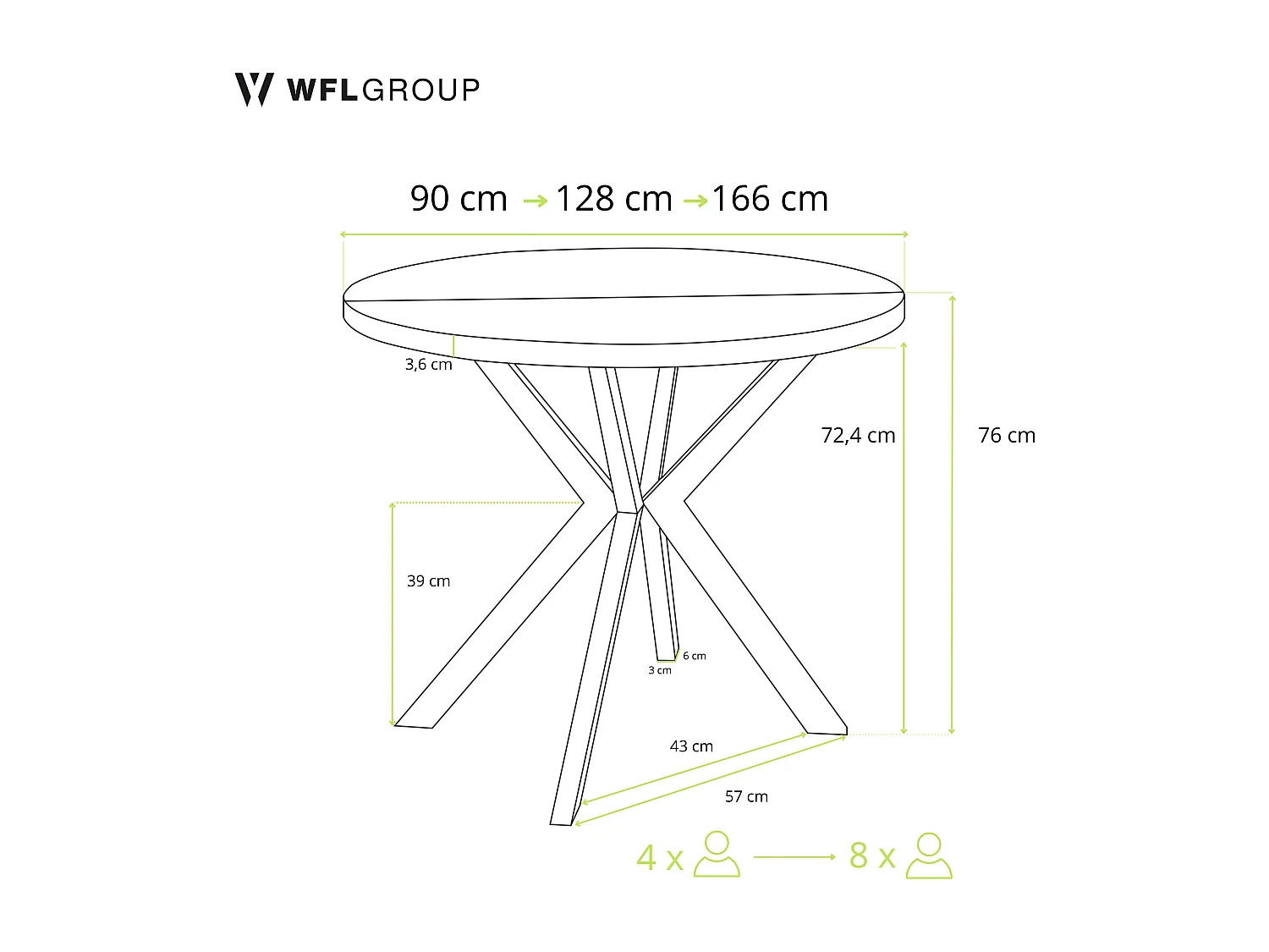 Table à Manger Extensible Ronde - Table Style Loft Avec Pieds en Métal - 90 à 170 cm - Table Ronde Style Industriel Pour le Salon - Chêne Craft - 90 cm