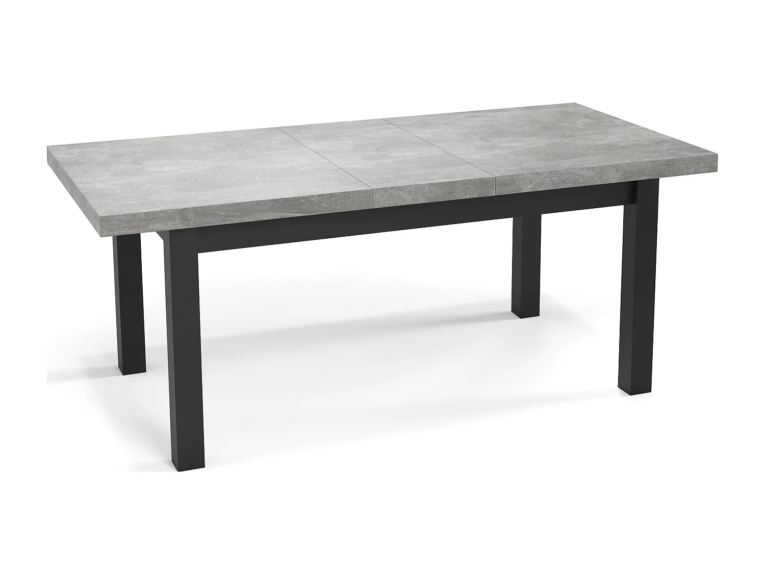 Moderner Rechteckiger Ausziehbarer Esstisch - Platzsparend - Schwarze Holzbeine - 200 bis 300 cm - Hergestellt in EU - 200 x 100 cm - Grau Beton