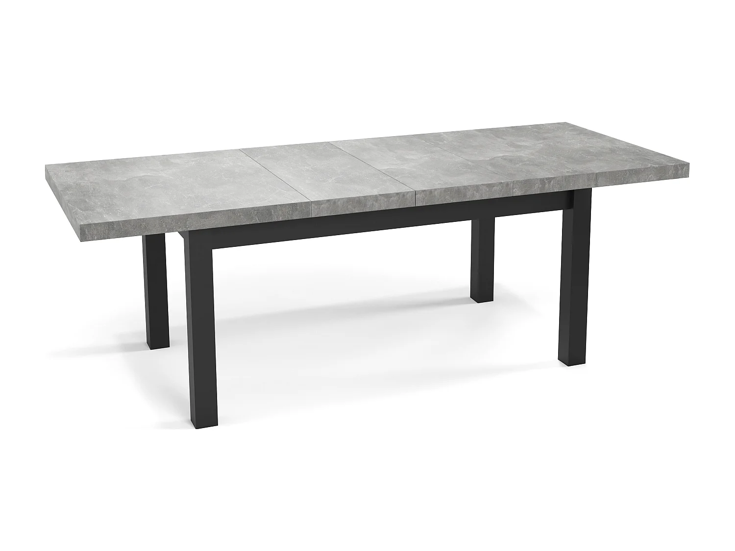 Table à Manger Extensible Rectangulaire Moderne - Gain de Place - Pieds en Bois Noir - Fabriqué en UE - 200 x 100 cm - Béton Gris