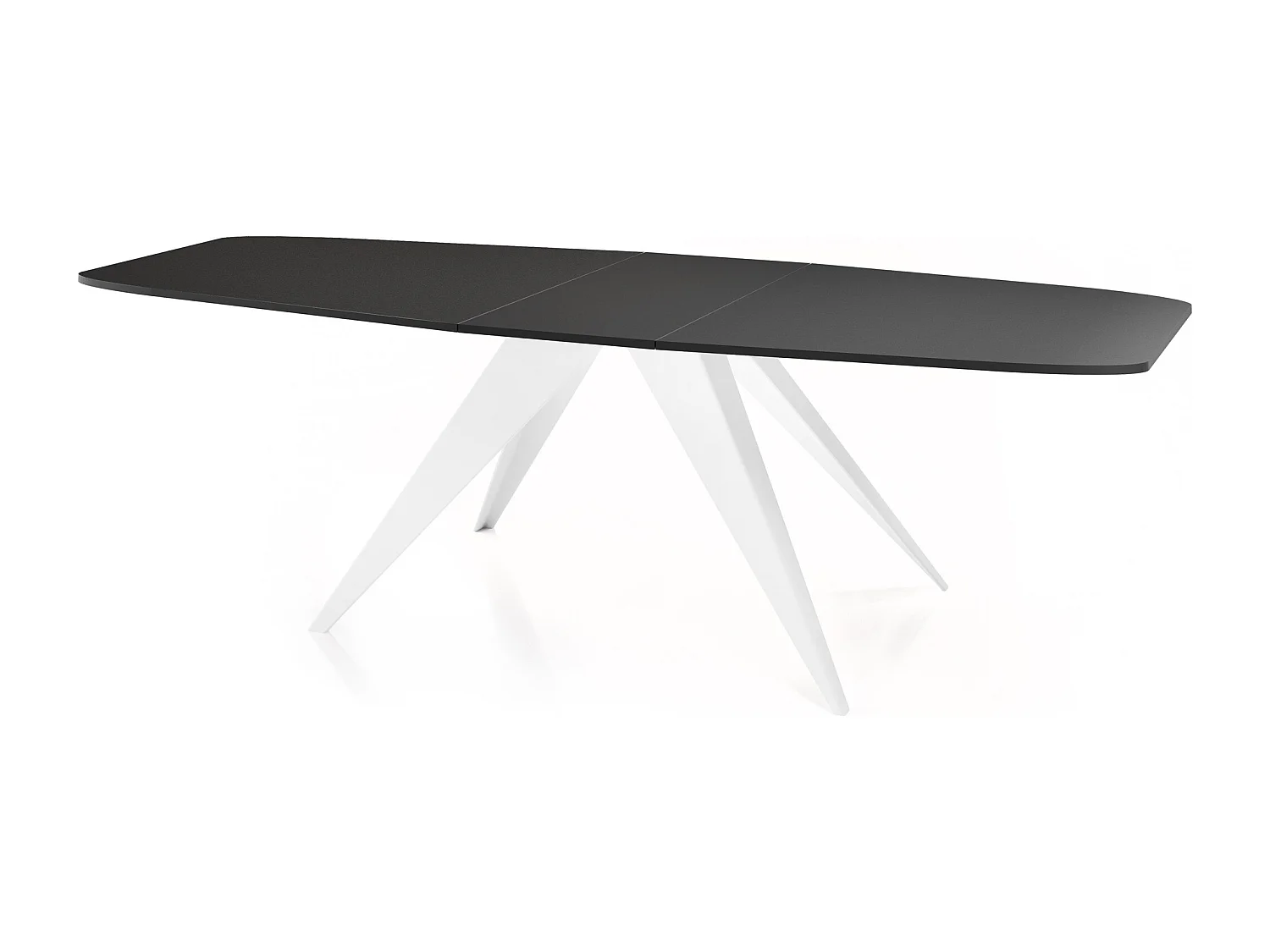 Table à Manger Extensible Style Loft - Table Industrielle avec Pieds Métalliques Blancs - Design Moderne pour Salon - 160 cm extensible à 200 cm - Noir