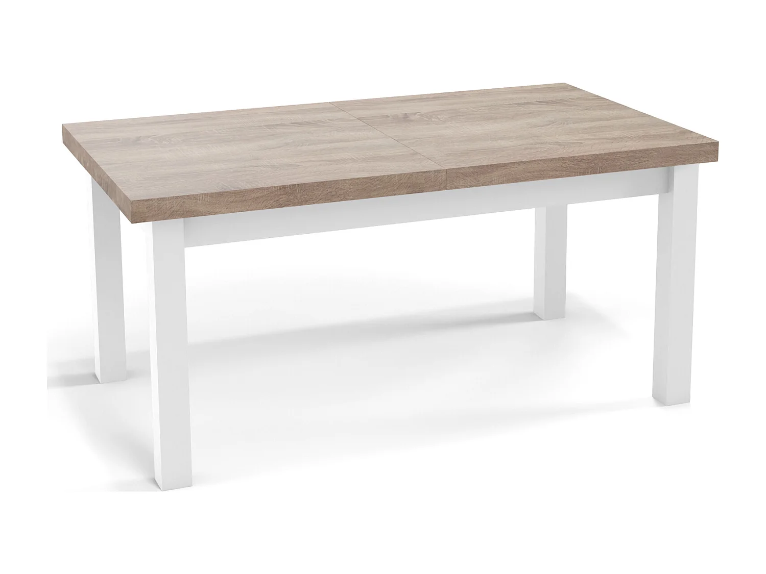 Moderner Rechteckiger Ausziehbarer Esstisch - Platzsparend - Weißen Holzbeine - 120 bis 160 cm - Hergestellt in EU - 120 x 80 cm - Sonoma Eiche