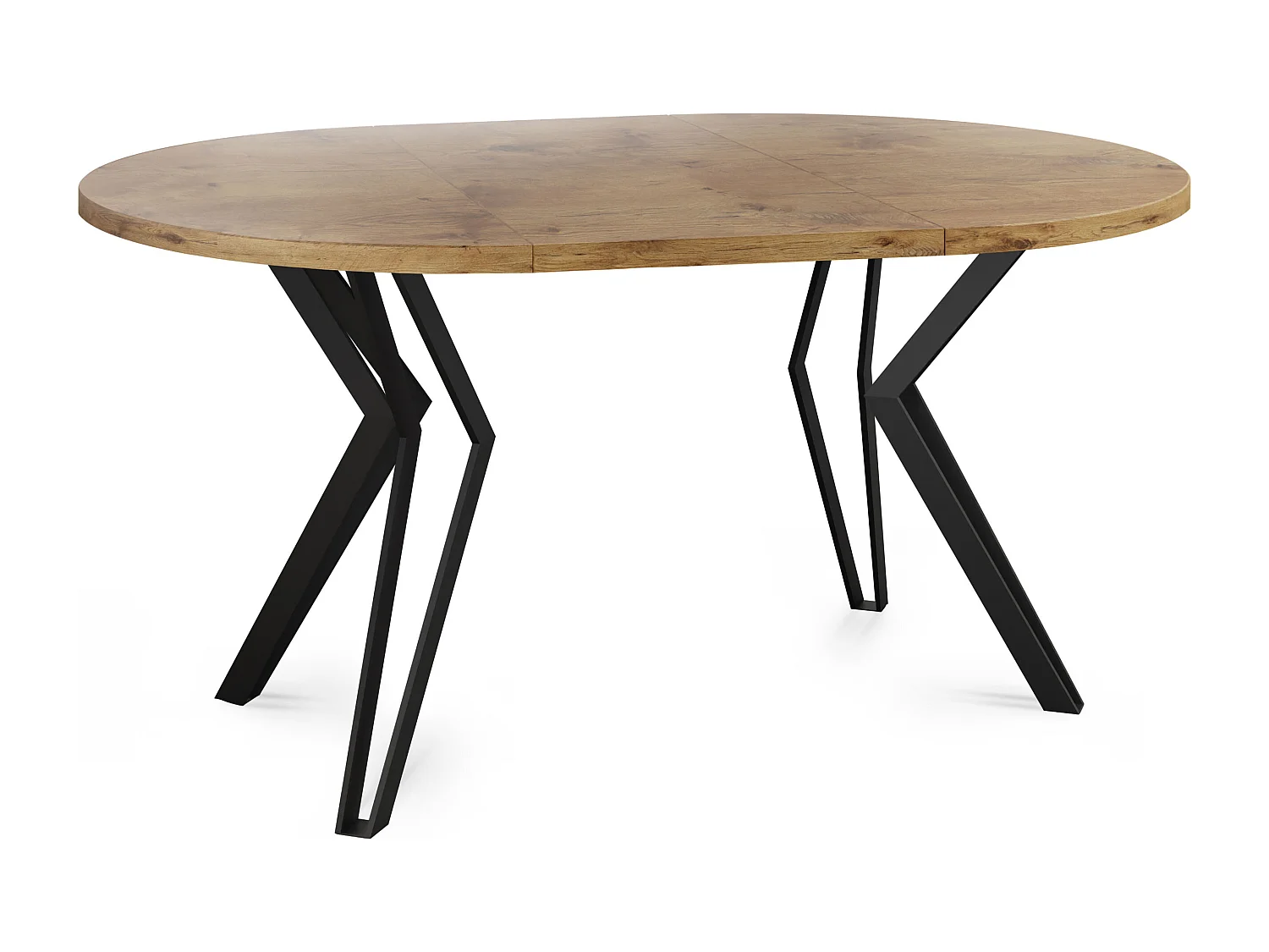 Runder Tisch für das Esszimmer - 100 oder 120 cm Durchmesser - Ausziehbarer Tisch mit Pulverbeschichteten Schwarzen Metallbeinen - 100 cm - Lancelot Eiche