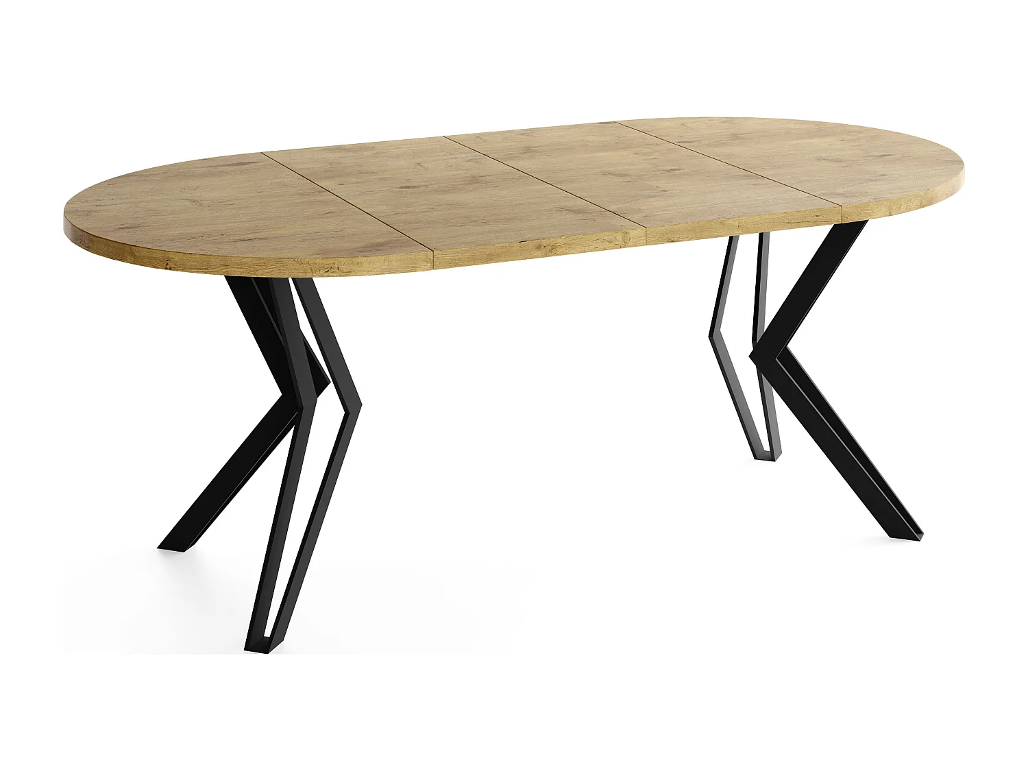 Runder Tisch für das Esszimmer - 100 oder 120 cm Durchmesser - Ausziehbarer Tisch mit Pulverbeschichteten Schwarzen Metallbeinen - 100 cm - Lancelot Eiche