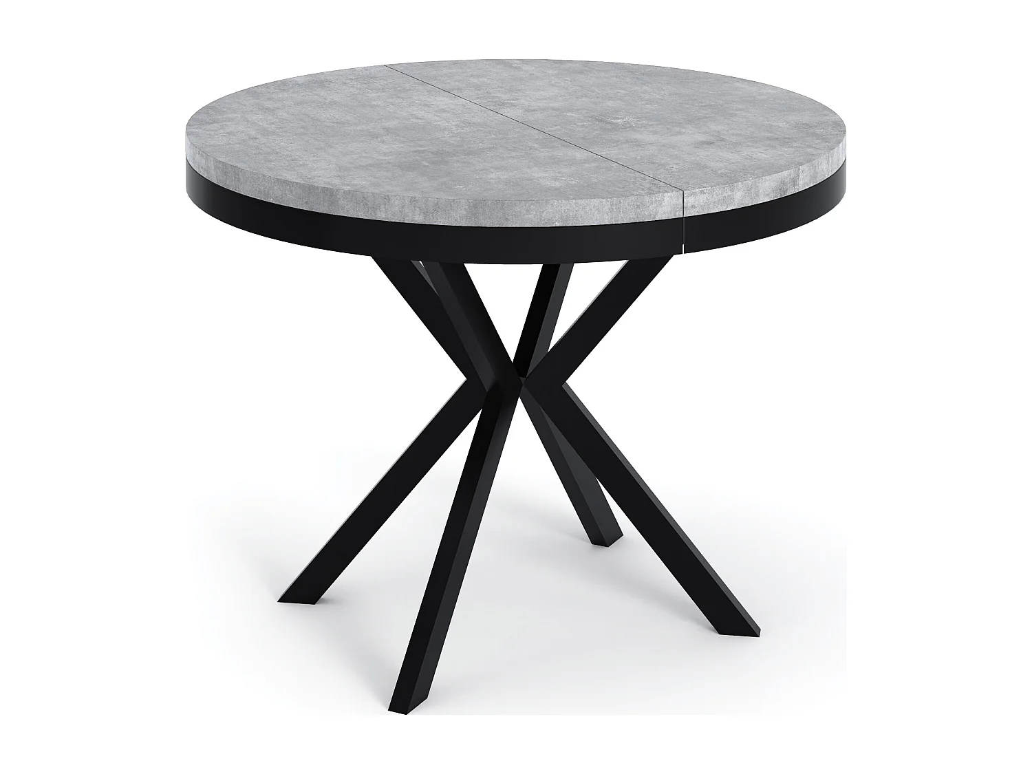 Runder Ausziehbarer Esstisch - Loft Style Tisch mit Metallbeinen - 120 bis 200 cm - Industrieller Tisch für Wohnzimmer - Kompakt - 120 cm - Beton Grau