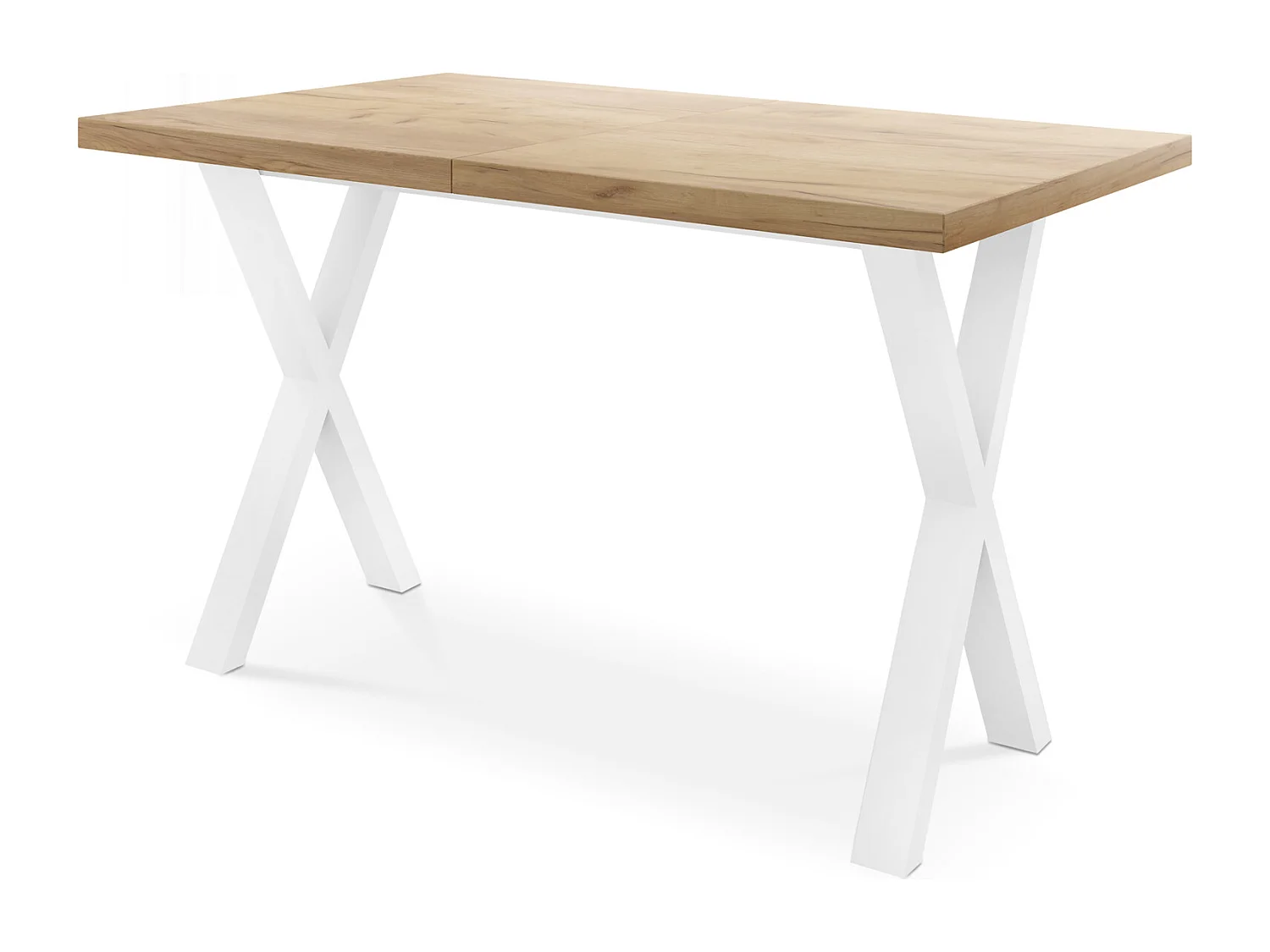 Rechteckiger Ausziehbarer Esstisch - Großer Modern-Stil Tisch mit Weißen Metallbeinen 120 140 160 cm bis 220 240 260 cm - Spacesaver - 140 x 80 cm - Craft Eiche