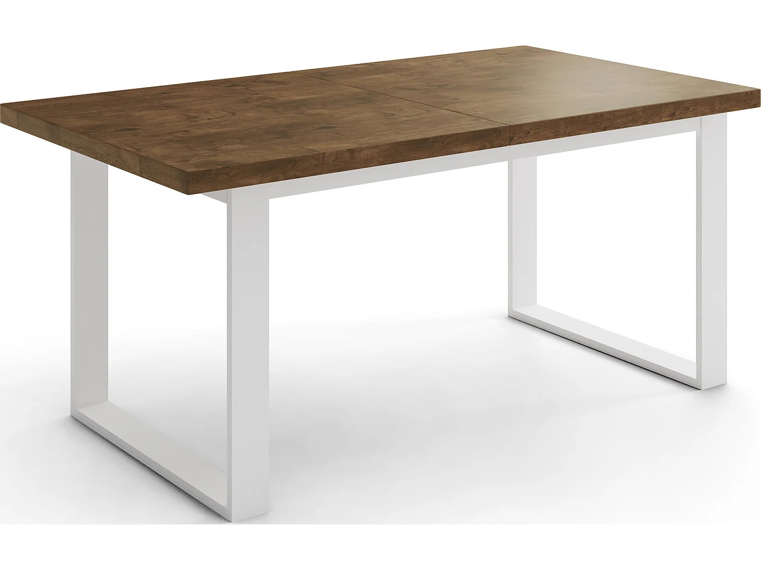 Rechteckiger Loft Esstisch Für Wohnzimmer - Loft Stil Esstisch Mit Weißen Metallfüßen - Ausziehbarer Esstisch von 140 cm bis 180 cm - Made in EU - Lefkas Eiche