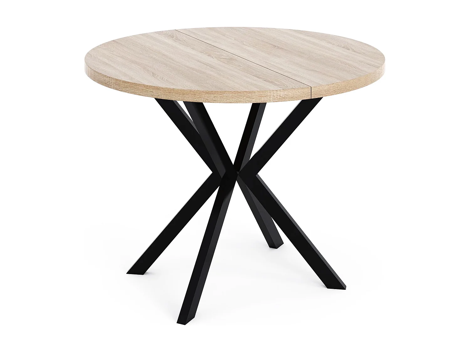 Runder Ausziehbarer Esstisch - Loft Style Tisch mit Metallbeinen - 100 bis 180 cm - Industrieller Tisch für Wohnzimmer - Spacesaver - Sonoma Eiche - 100 cm