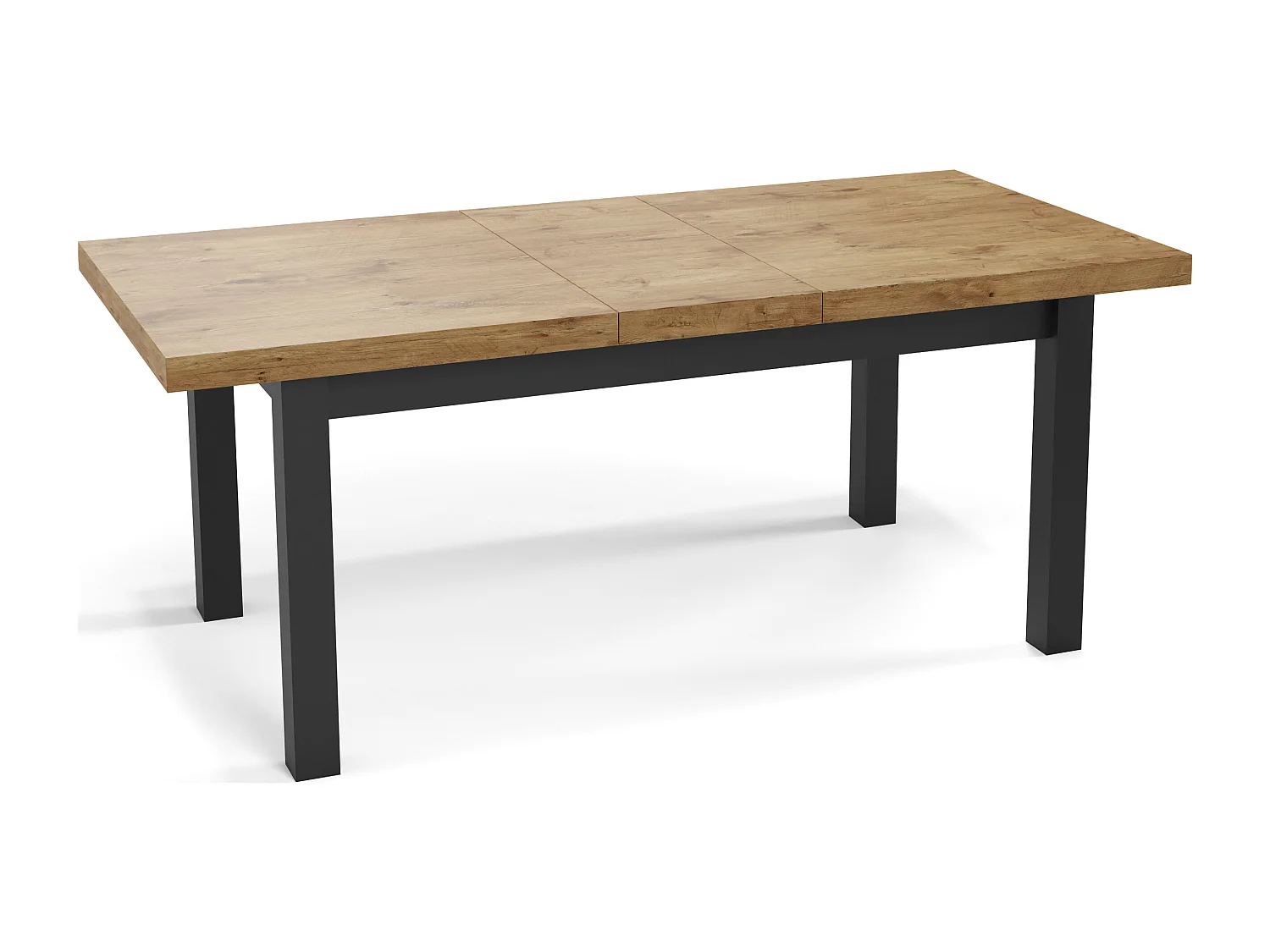 Moderner Rechteckiger Ausziehbarer Esstisch - Platzsparend - Schwarze Holzbeine - 120 bis 160 cm - Hergestellt in EU - 120 x 80 cm - Lancelot Eiche