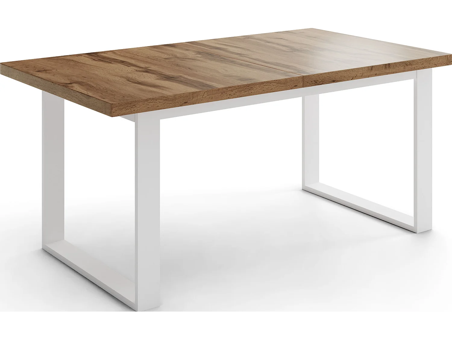 Table à Manger Rectangulaire Pour Salon - Table à Manger Style Loft Industriel Avec Pieds En Métal Blanc - Fabriqué en UE - 140 x 80 cm - Chêne Wotan