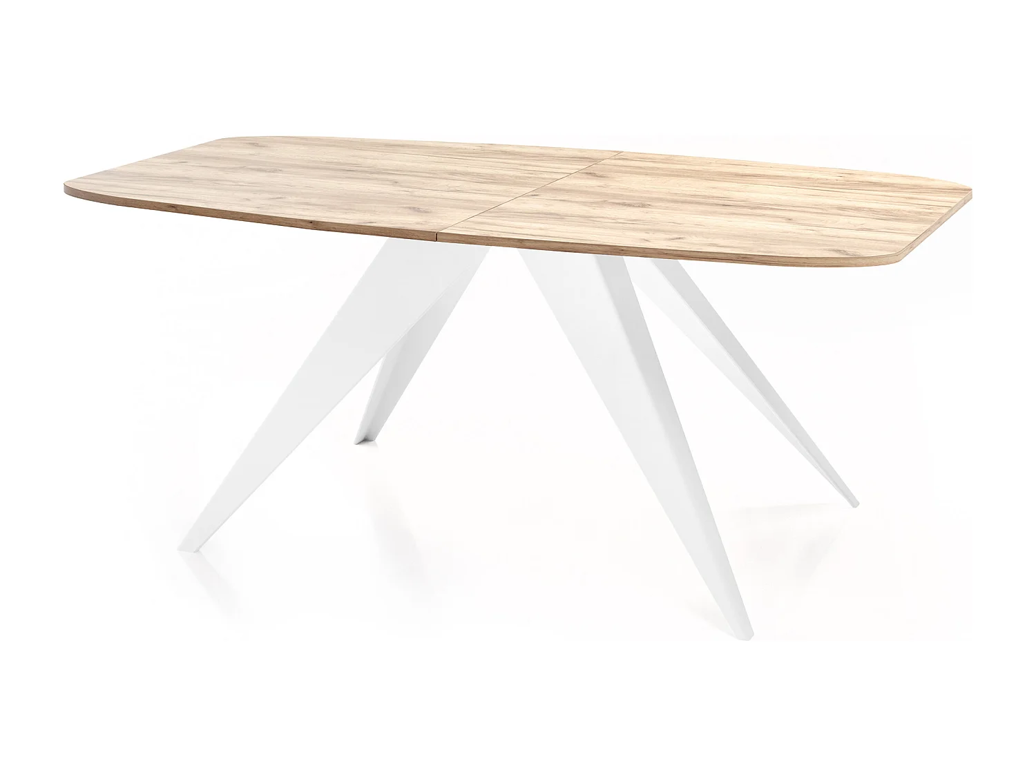 Ausziehbarer Esstisch im Loft-Stil - Industrieller Tisch mit Weißen Metallbeinen - Modernes Design für Wohnzimmer - 160 cm Ausziehbar auf 200 cm - Craft Eiche