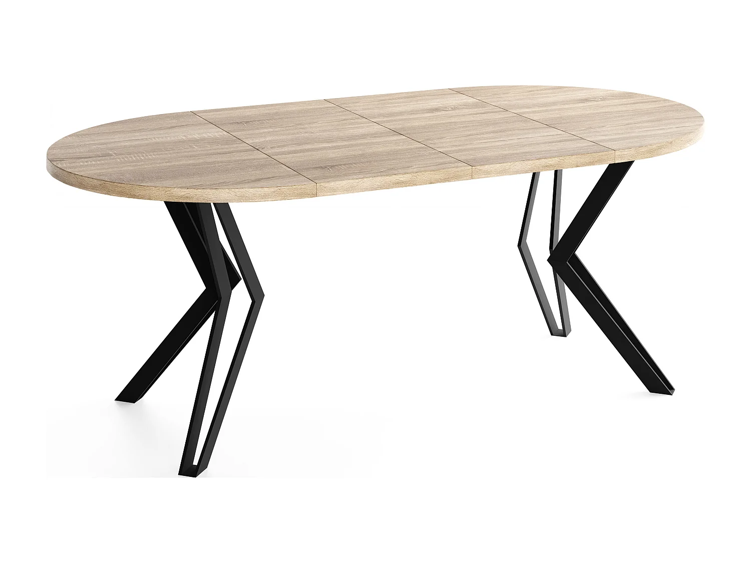 Runder Tisch für das Esszimmer - 100 oder 120 cm Durchmesser - Ausziehbarer Tisch mit Pulverbeschichteten Schwarzen Metallbeinen - 100 cm - Sonoma Eiche
