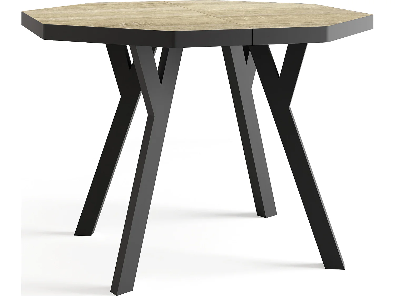 Moderner Runder Ausziehbarer Esstisch Desmond mit Schwarz Holzbeinen – Erweiterbar bis 200 cm, Ideal für 4 bis 8 Personen - Loft-Stil Tisch für Küche - Sonoma Eiche