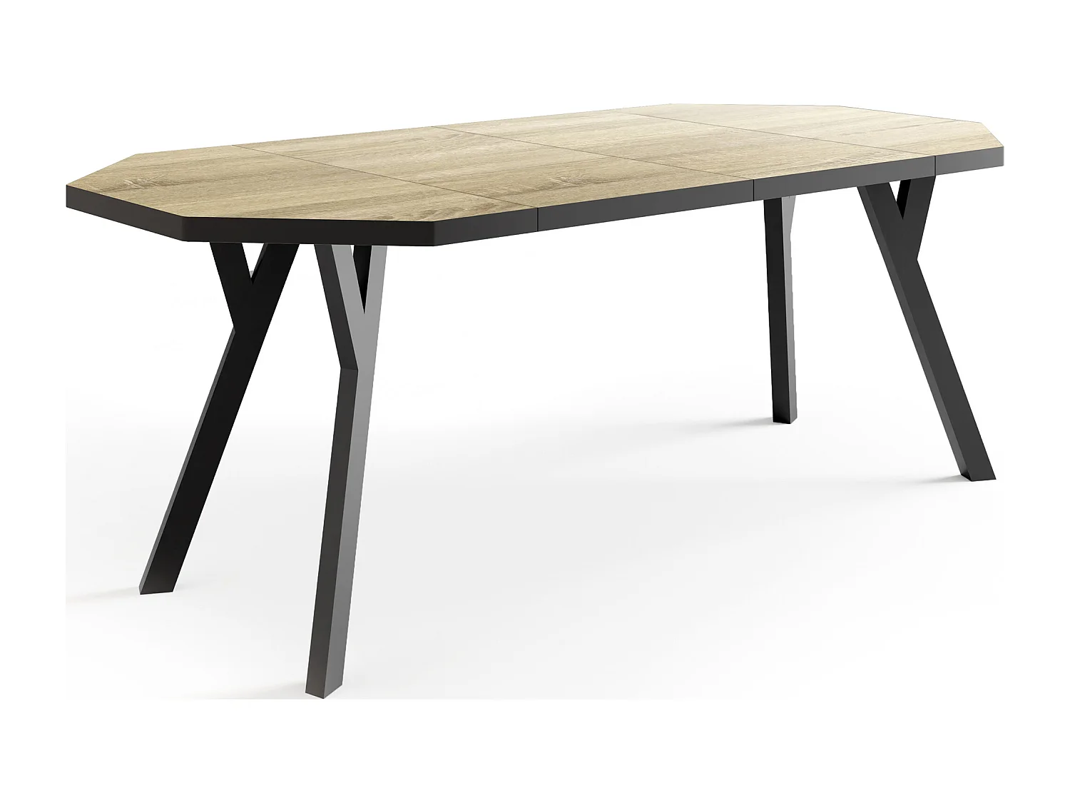 Moderner Runder Ausziehbarer Esstisch Desmond mit Schwarz Holzbeinen – Erweiterbar bis 200 cm, Ideal für 4 bis 8 Personen - Loft-Stil Tisch für Küche - Sonoma Eiche