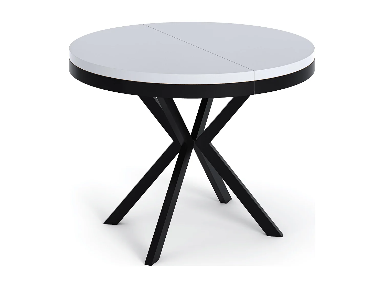 Runder Ausziehbarer Esstisch - Loft Style Tisch mit Metallbeinen - 90 bis 170 cm - Industrieller Tisch für Wohnzimmer - Kompakt - 90 cm - Weiß