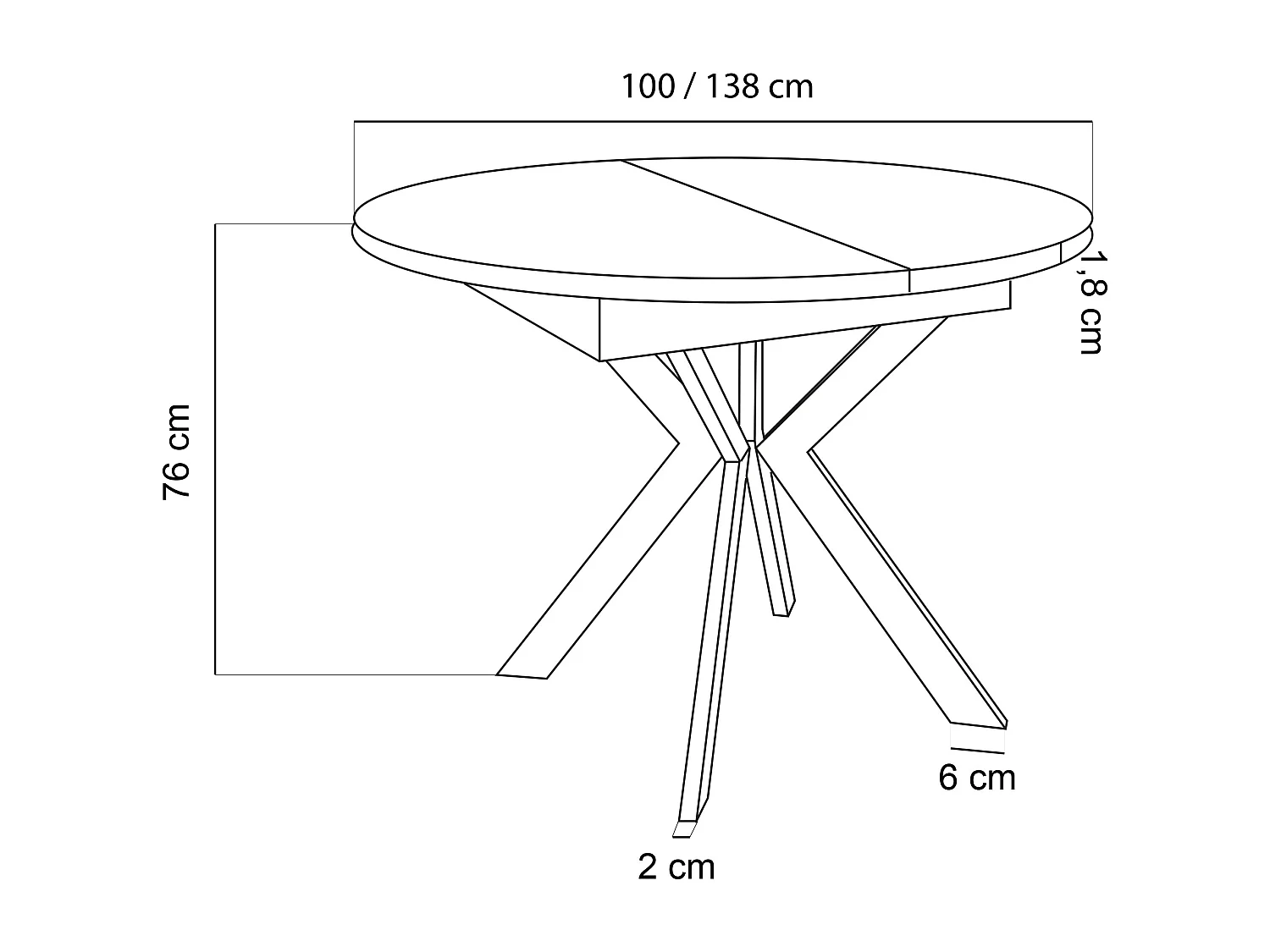 Runder Ausziehbarer Esstisch mit Schwarzen Metallbeinen - Aufbewahrung der Erweiterungsplatte im Inneren - Industrieller Tisch für Wohnzimmer - 100 cm - Craft Eiche