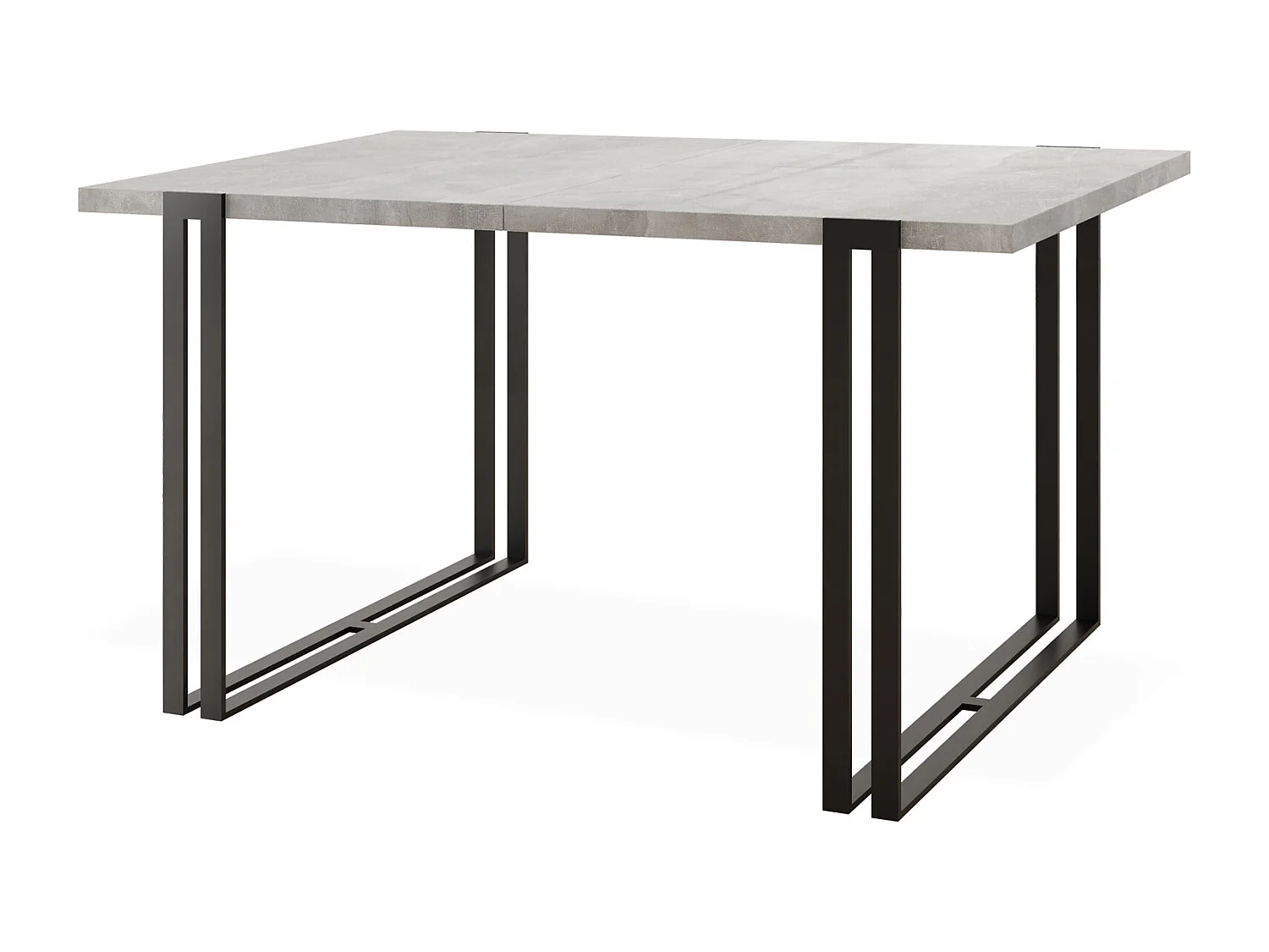 Ausziehbarer Esstisch - Großer Tisch im Loft-Stil mit Schwarze Metallbeinen 160 bis 260 cm - Industrietisch für das Wohnzimmer - Beton Grau - 160 x 90 cm