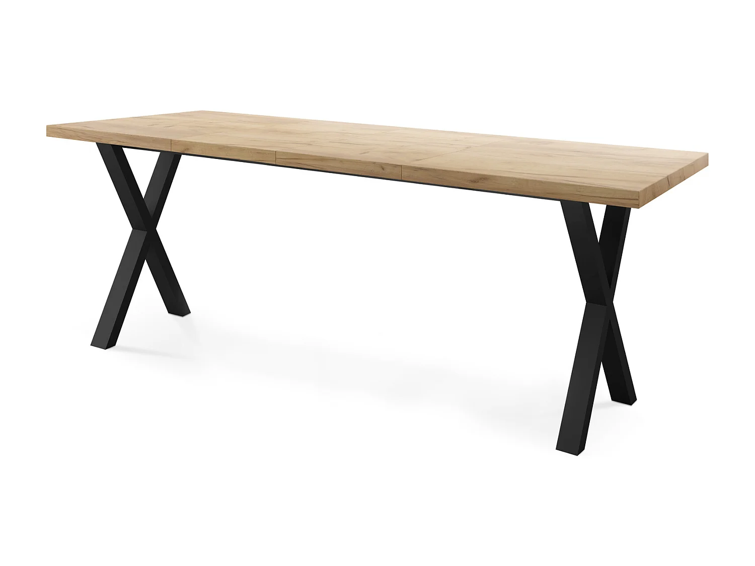 Rechteckiger Ausziehbarer Esstisch - Großer Modern-Stil Tisch mit schwarzen Metallbeinen 120 140 160 cm bis 220 240 260 cm - 160 x 90 cm - Craft Eiche