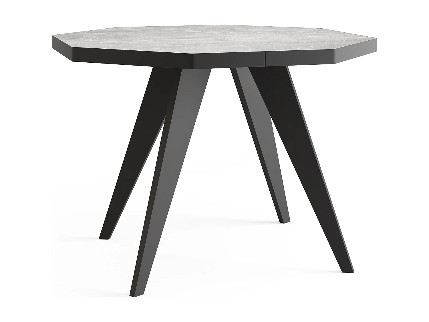 Moderner Runder Ausziehbarer Esstisch Diamond mit Schwarz Holzbeinen – Erweiterbar bis 150 cm, ideal für 4 bis 6 Personen - Loft-Stil Tisch für Küche - Beton Grau