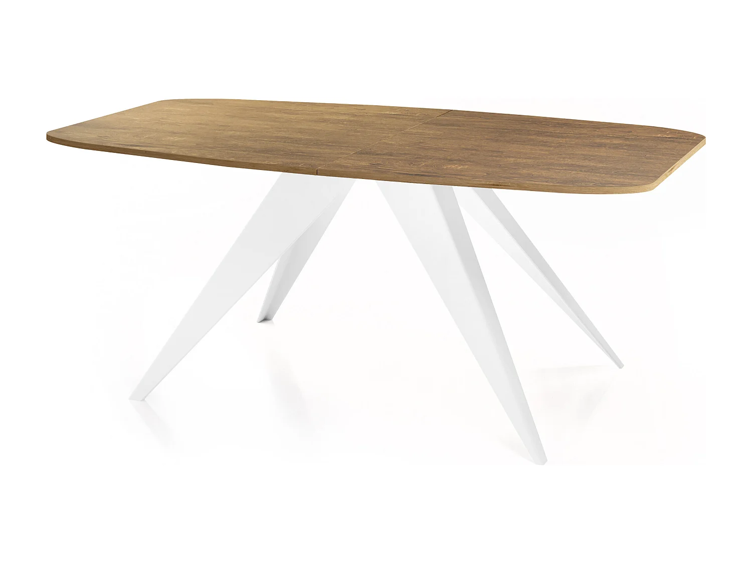 Ausziehbarer Esstisch im Loft-Stil - Industrieller Tisch mit Weißen Metallbeinen - Modernes Design für Wohnzimmer - 160 cm Ausziehbar auf 200 cm - Lefkas Eiche