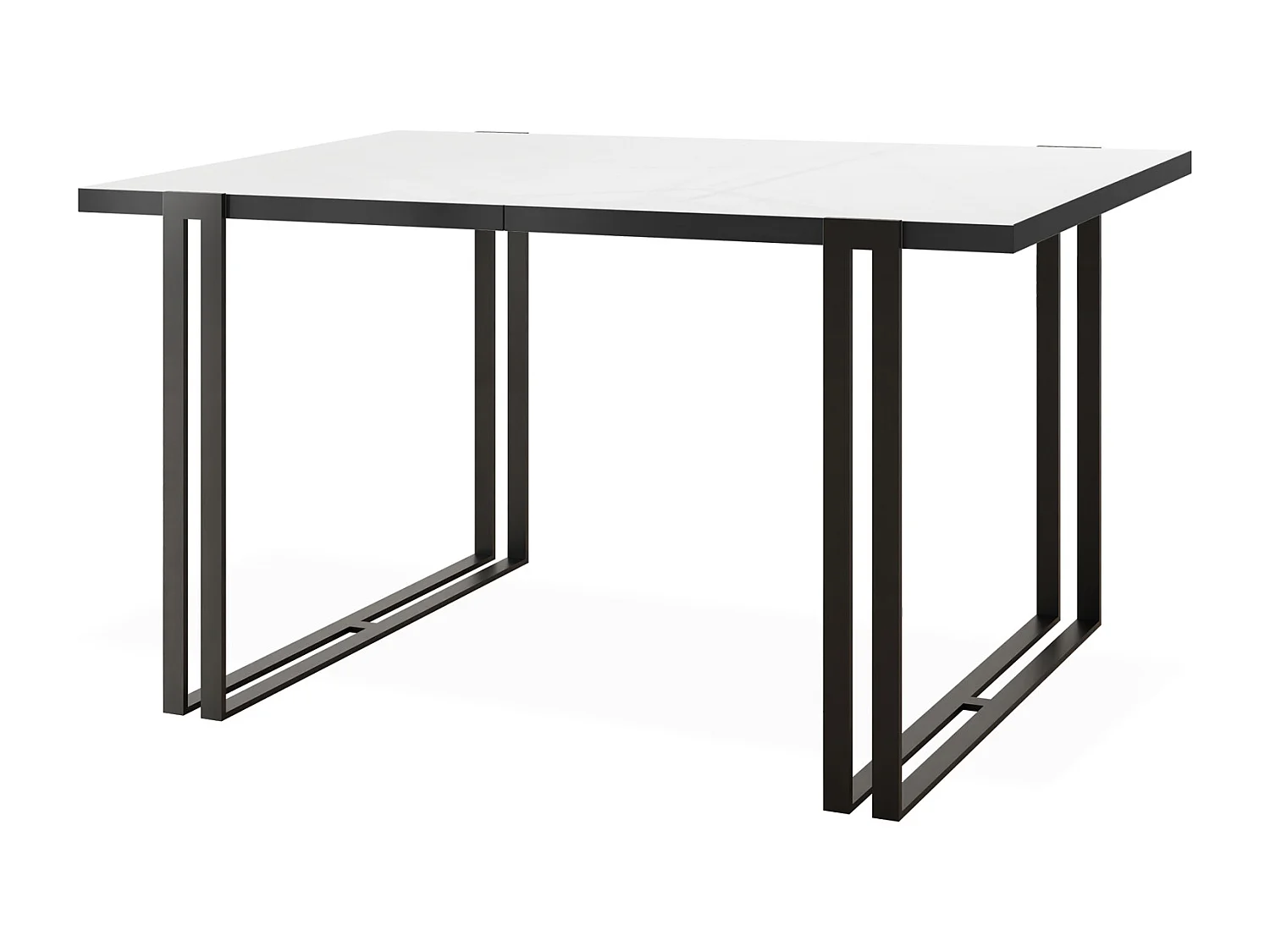 Ausziehbarer Esstisch mit Tischrand schwarzes Dekor - Großer Tisch im Loft-Stil mit Schwarzen Metallbeinen 140 bis 240 cm - 140 x 80 cm - Weiß