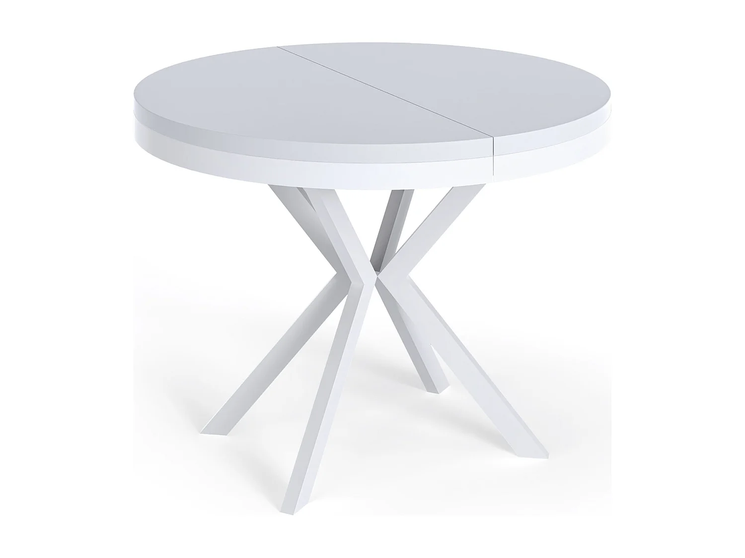 Table à Manger Extensible Ronde - Table Style Loft Avec Pieds en Métal Blancs - 100 à 180 cm - Table Ronde Style Industriel Pour le Salon - 100 cm - Blanc