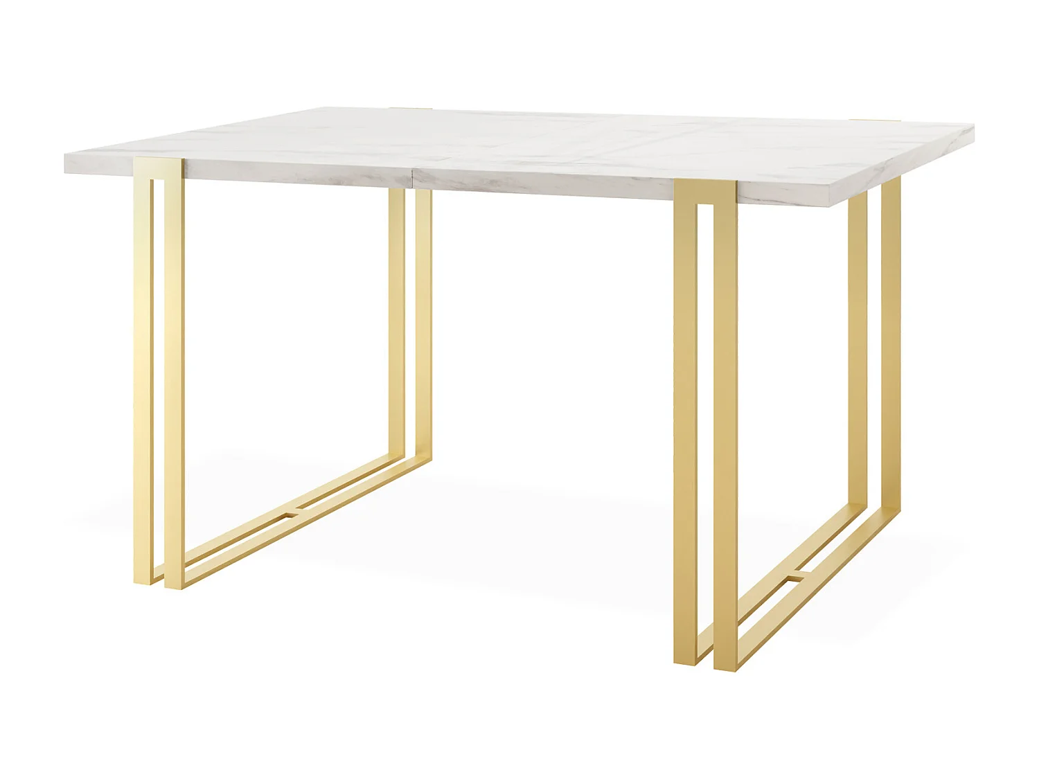 Ausziehbarer Esstisch - Großer Tisch im Loft-Stil mit Goldenen Metallbeinen 160 bis 260 cm - Industrietisch für das Wohnzimmer - Marmor Weiß - 160 x 90 cm