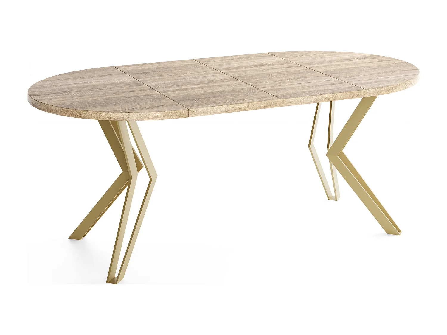 Runder Tisch für das Esszimmer - 100 oder 120 cm Durchmesser - Ausziehbarer Tisch mit Pulverbeschichteten Goldenen Metallbeinen - 100 cm - Sonoma Eiche