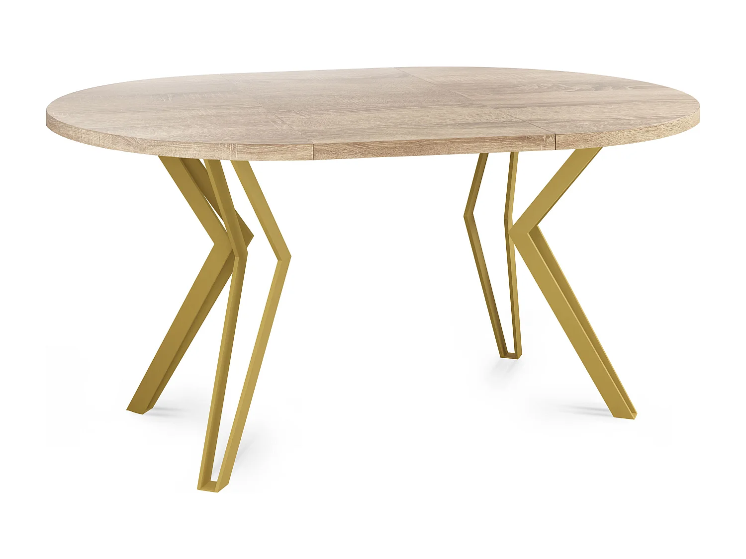 Runder Tisch für das Esszimmer - 100 oder 120 cm Durchmesser - Ausziehbarer Tisch mit Pulverbeschichteten Goldenen Metallbeinen - 100 cm - Sonoma Eiche