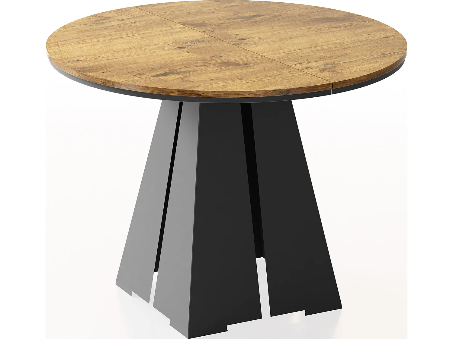 Runder Ausziehbarer Esstisch mit Schwarzem Metallgestell - Moderner Industrieller Tisch für Esszimmer oder Küche - 120 cm bis 200 cm - Made in EU - Lancelot Eiche