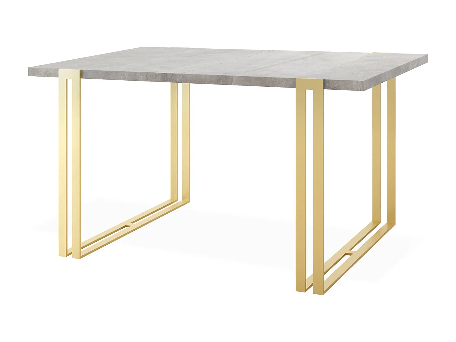 Ausziehbarer Esstisch - Großer Tisch im Loft-Stil mit Golden Metallbeinen 120 bis 220 cm - Industrietisch für das Wohnzimmer - Beton Grau - 120 x 80 cm