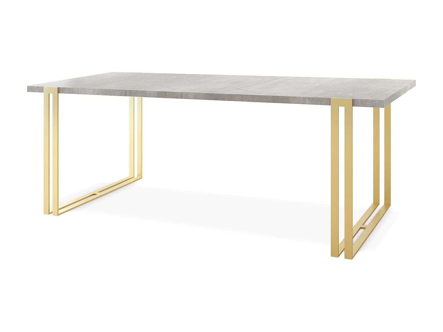 Ausziehbarer Esstisch - Großer Tisch im Loft-Stil mit Golden Metallbeinen 120 bis 220 cm - Industrietisch für das Wohnzimmer - Beton Grau - 120 x 80 cm