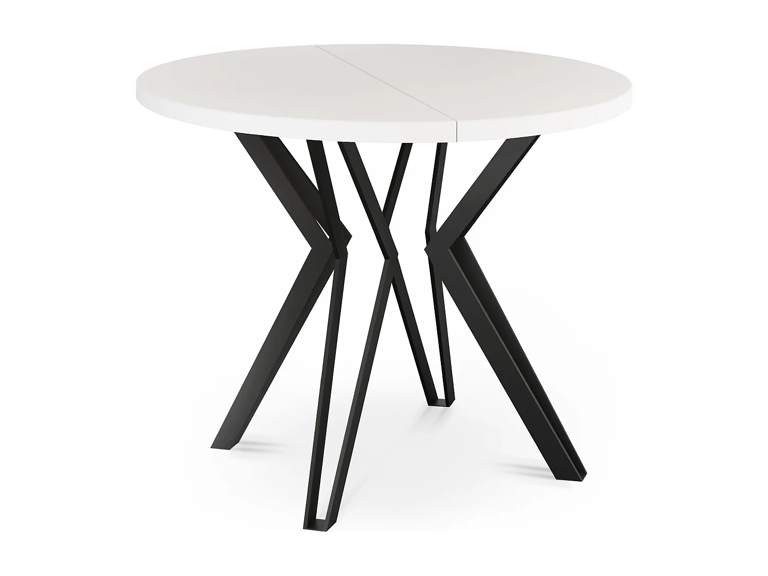 Runder Tisch für das Esszimmer - 100 oder 120 cm Durchmesser - Ausziehbarer Tisch mit Pulverbeschichteten Schwarzen Metallbeinen - 100 cm - Weiß