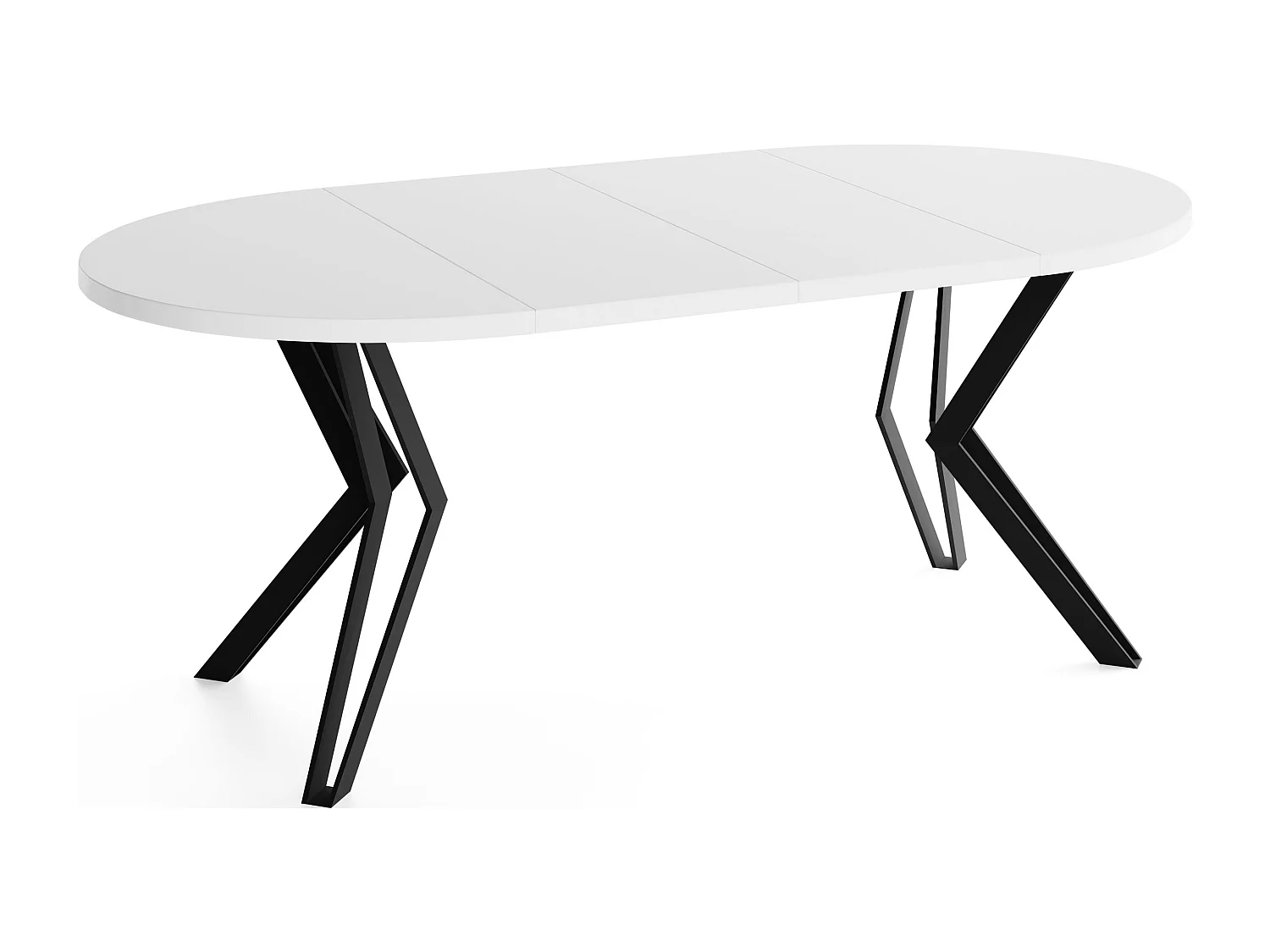 Runder Tisch für das Esszimmer - 100 oder 120 cm Durchmesser - Ausziehbarer Tisch mit Pulverbeschichteten Schwarzen Metallbeinen - 100 cm - Weiß