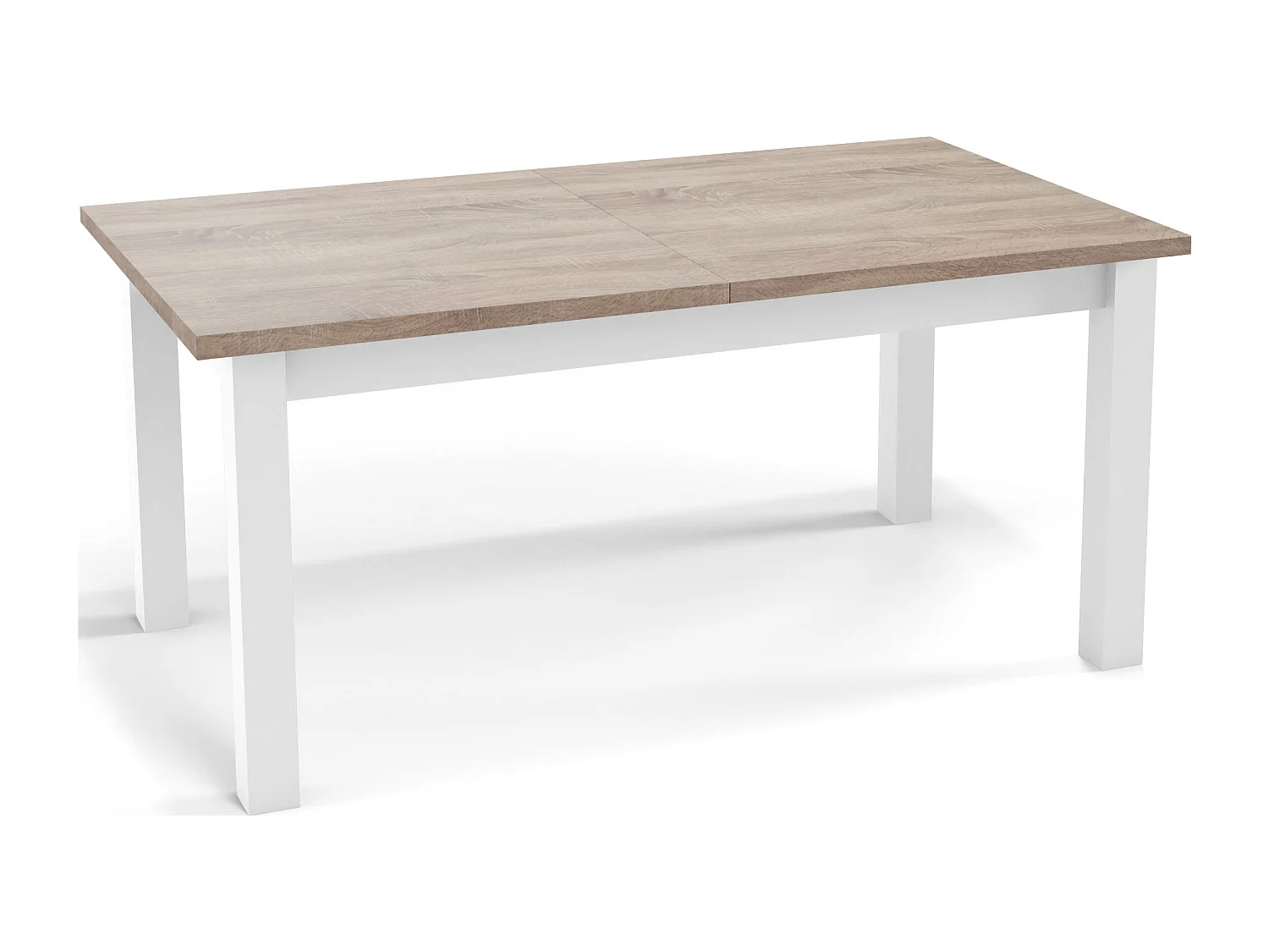 Moderner Rechteckiger Ausziehbarer Esstisch - Platzsparend - Weiße Holzbeine - 160 bis 240 cm - Hergestellt in EU - 160 x 90 cm - Sonoma Eiche