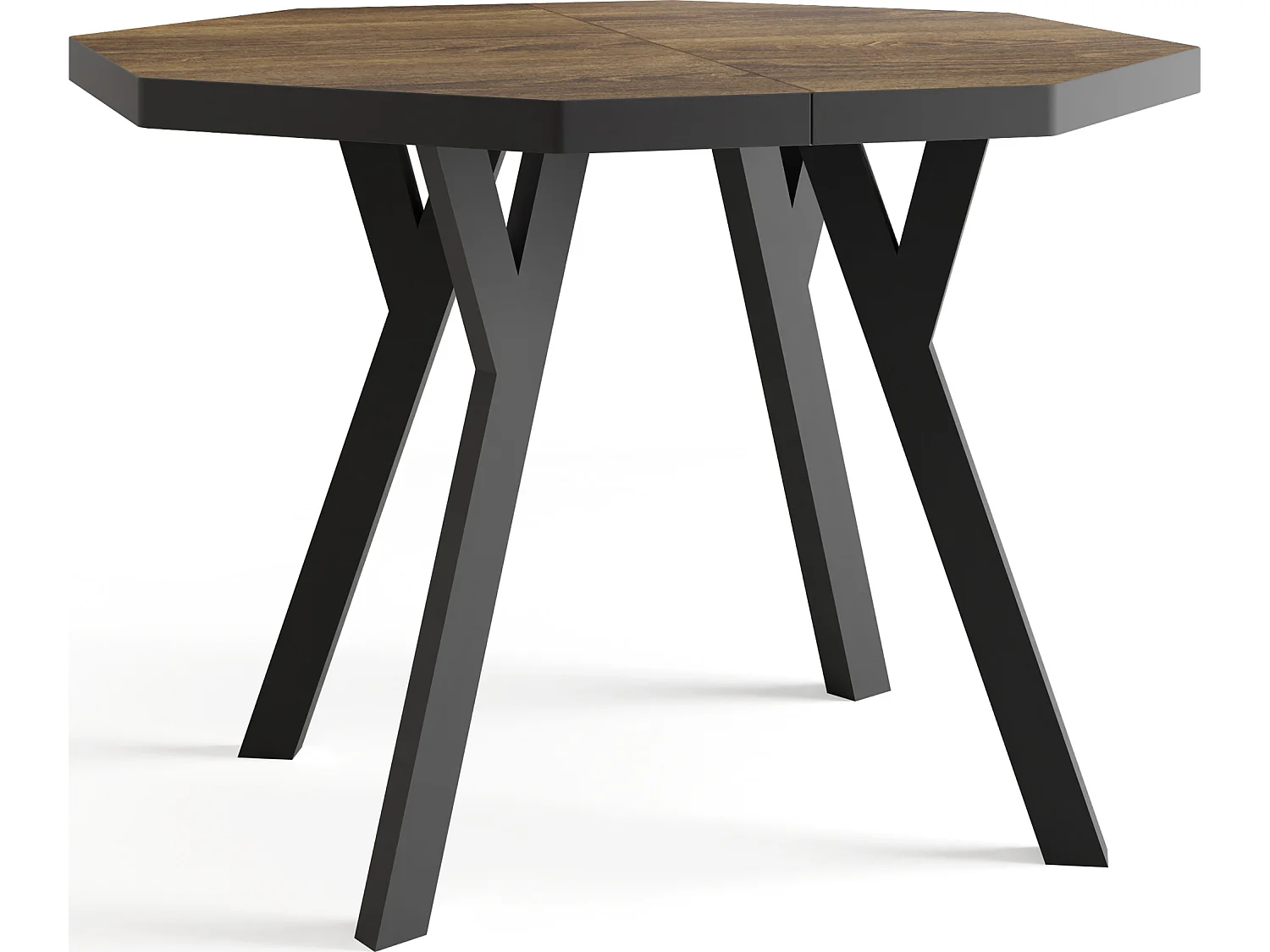 Moderner Runder Ausziehbarer Esstisch Desmond mit Schwarz Holzbeinen – Erweiterbar bis 200 cm, Ideal für 4 bis 8 Personen Loft-Stil Tisch - Arvadonna Chestnut