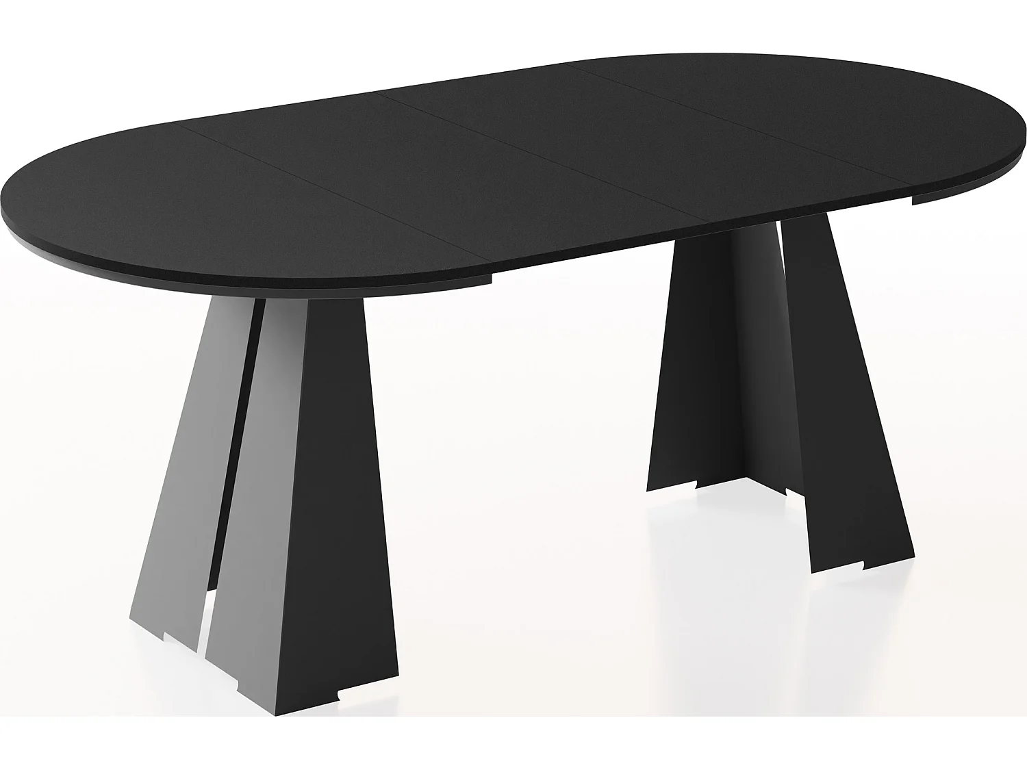 Runder Ausziehbarer Esstisch mit Schwarzem Metallgestell - Moderner Industrieller Tisch für Esszimmer oder Küche - 120 cm bis 200 cm - Made in EU - Schwarz