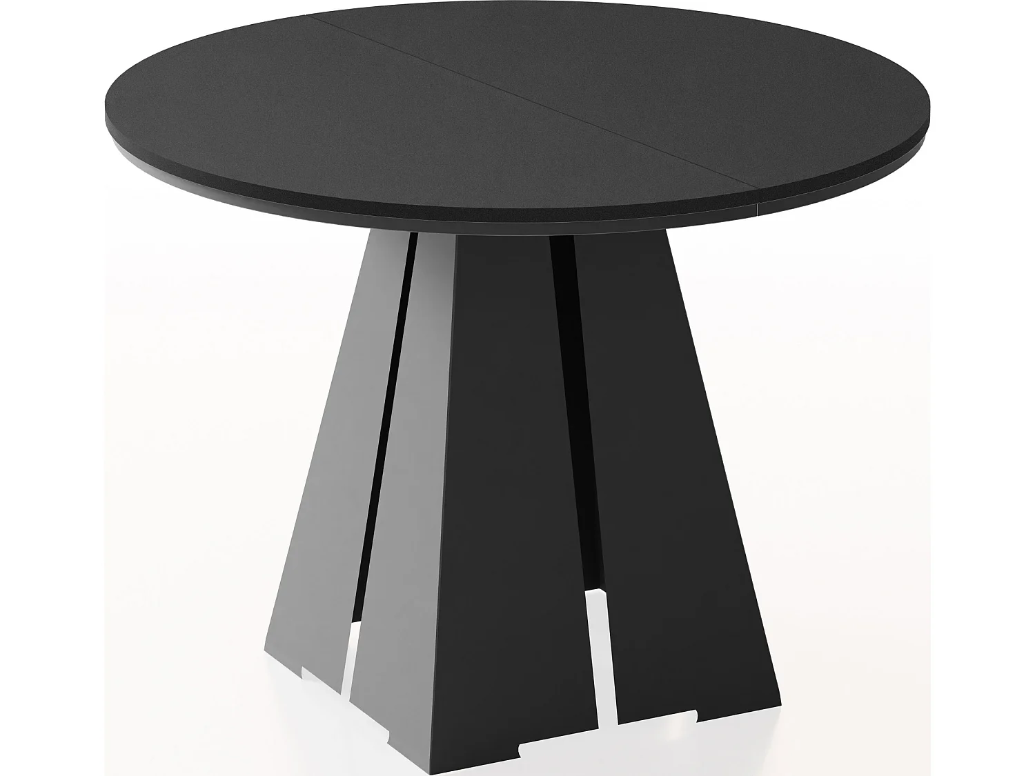 Runder Ausziehbarer Esstisch mit Schwarzem Metallgestell - Moderner Industrieller Tisch für Esszimmer oder Küche - 120 cm bis 200 cm - Made in EU - Schwarz