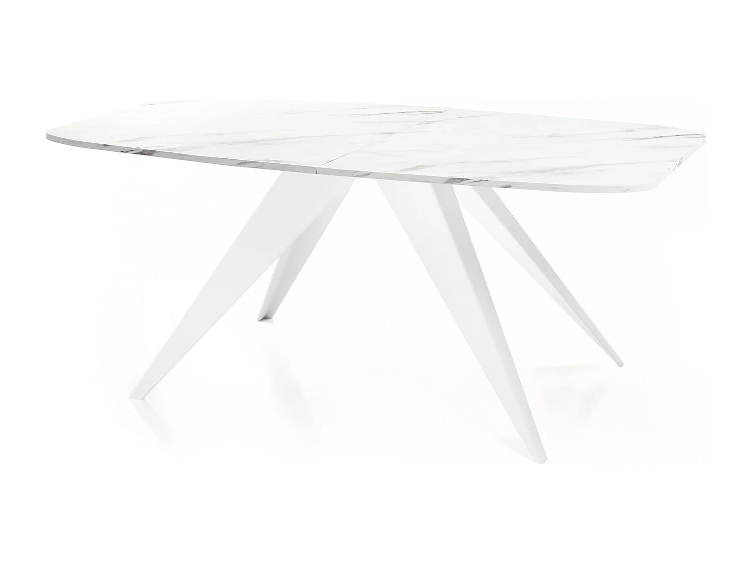 Ausziehbarer Esstisch im Loft-Stil - Industrieller Tisch mit Weißen Metallbeinen - Modernes Design für Wohnzimmer - 160 cm Ausziehbar auf 200 cm - Marmor Weiß